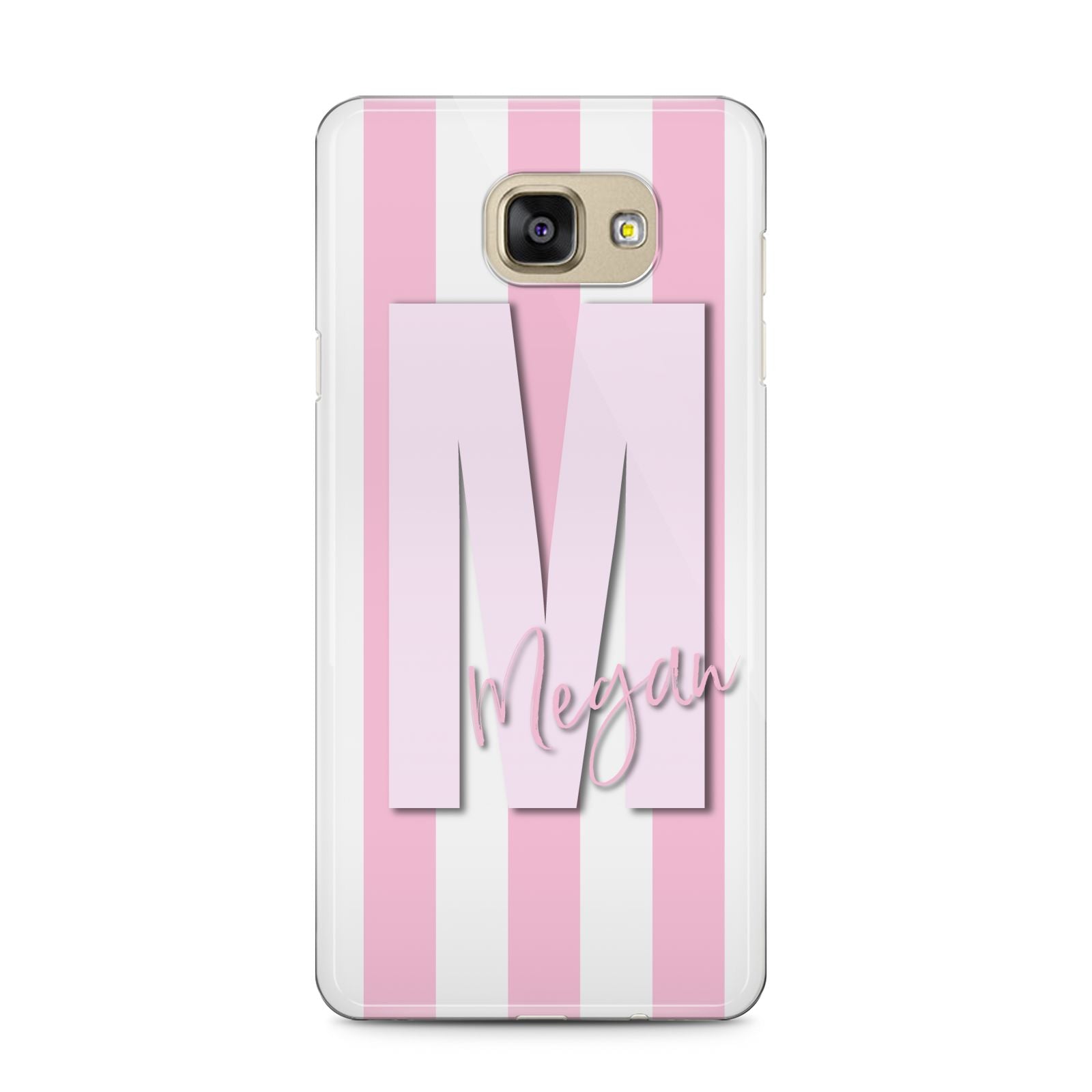 Personalised Candy Stripe Initials Samsung Galaxy A5 2016 Case on gold phone