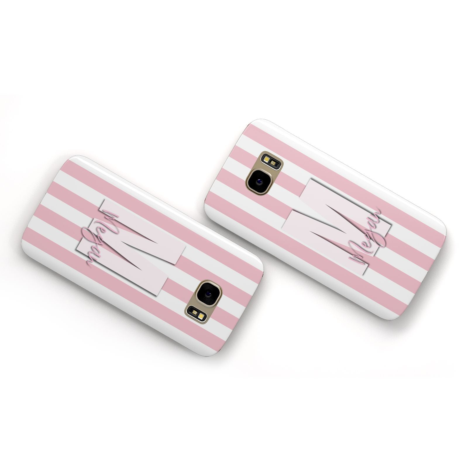 Personalised Candy Stripe Initials Samsung Galaxy Case Flat Overview