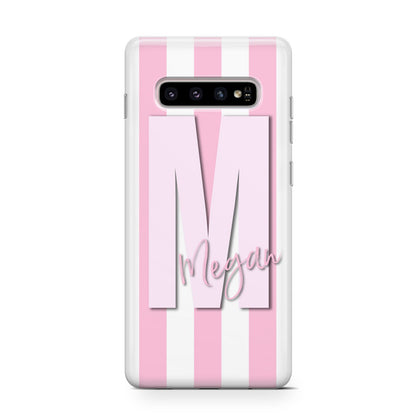 Personalised Candy Stripe Initials Samsung Galaxy S10 Case