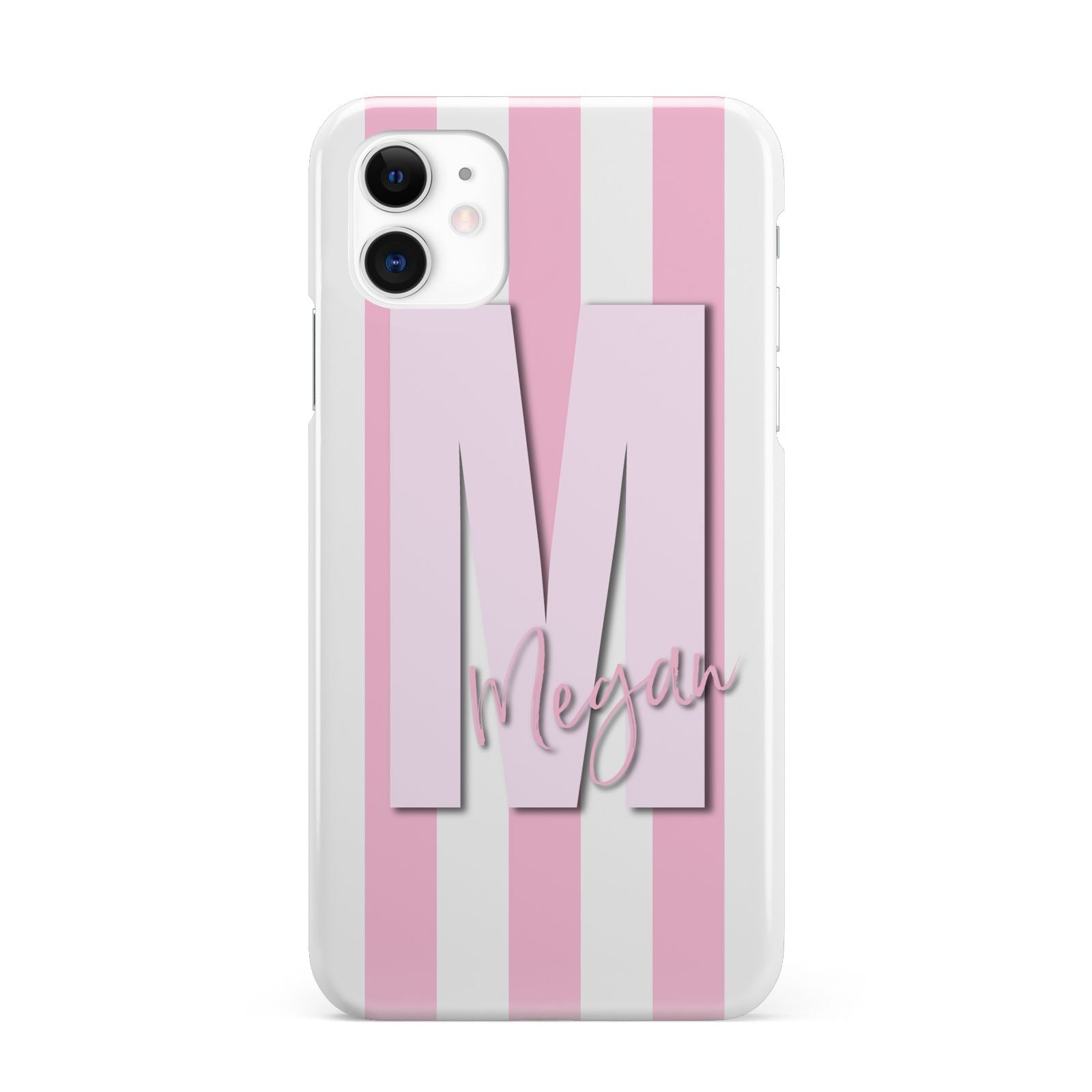 Personalised Candy Stripe Initials iPhone 11 3D Snap Case