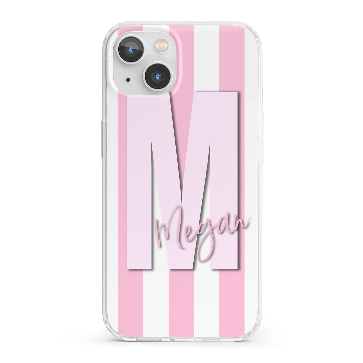 Personalised Candy Stripe Initials iPhone 13 Clear Bumper Case