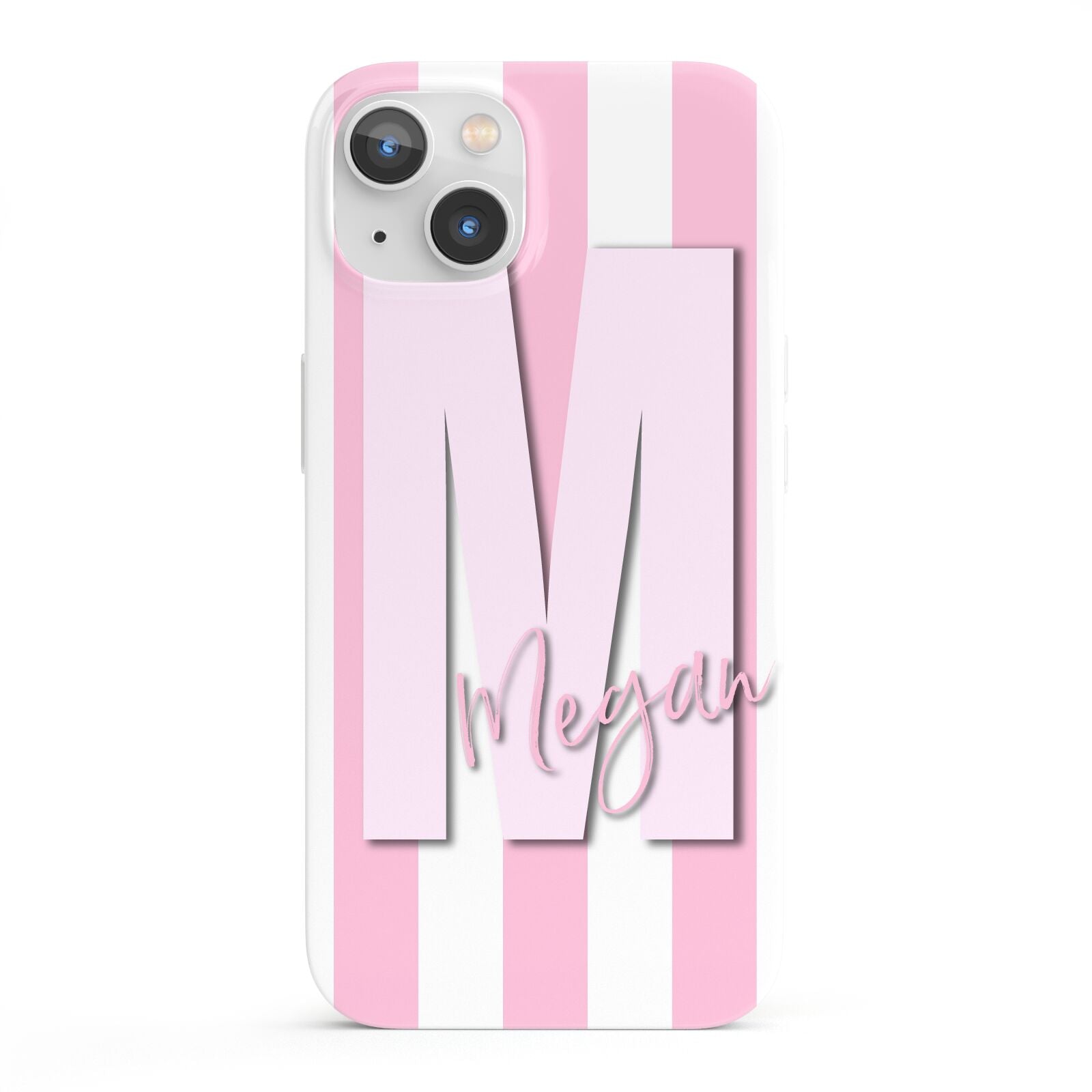 Personalised Candy Stripe Initials iPhone 13 Full Wrap 3D Snap Case