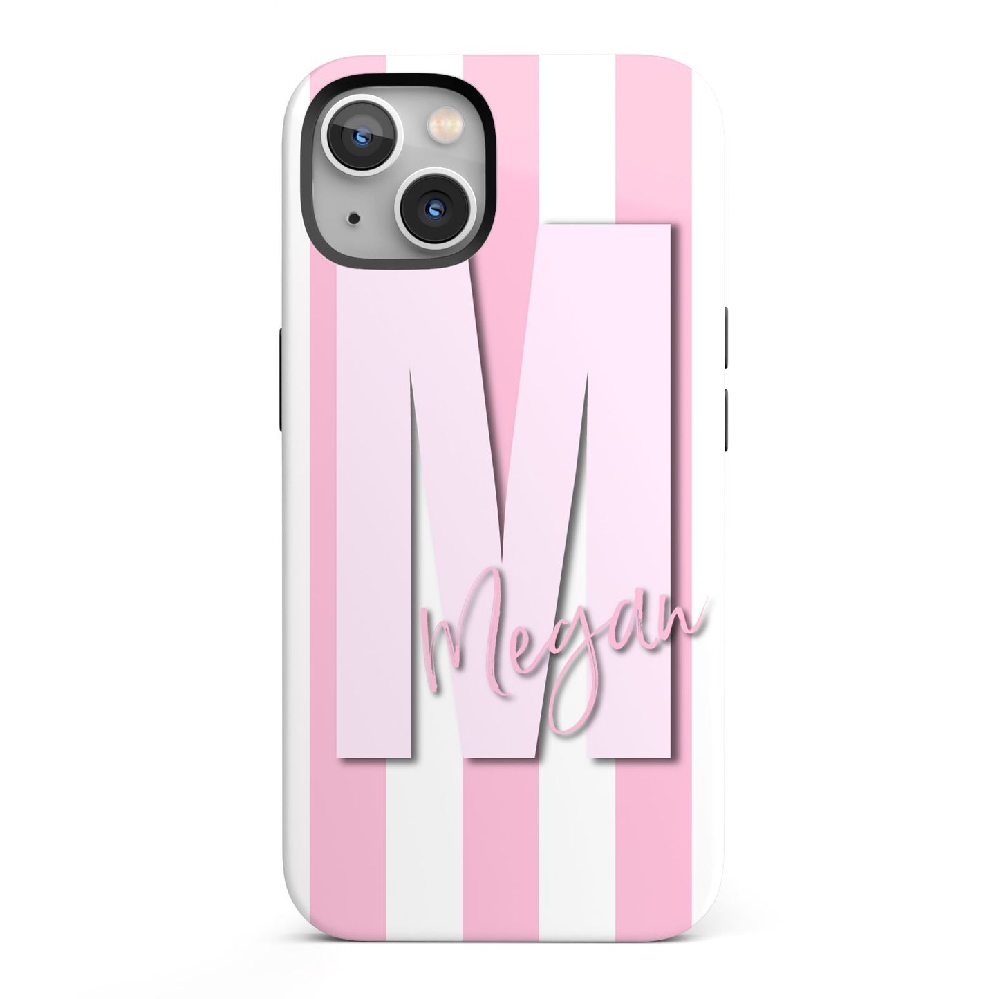 Personalised Candy Stripe Initials iPhone 13 Full Wrap 3D Tough Case