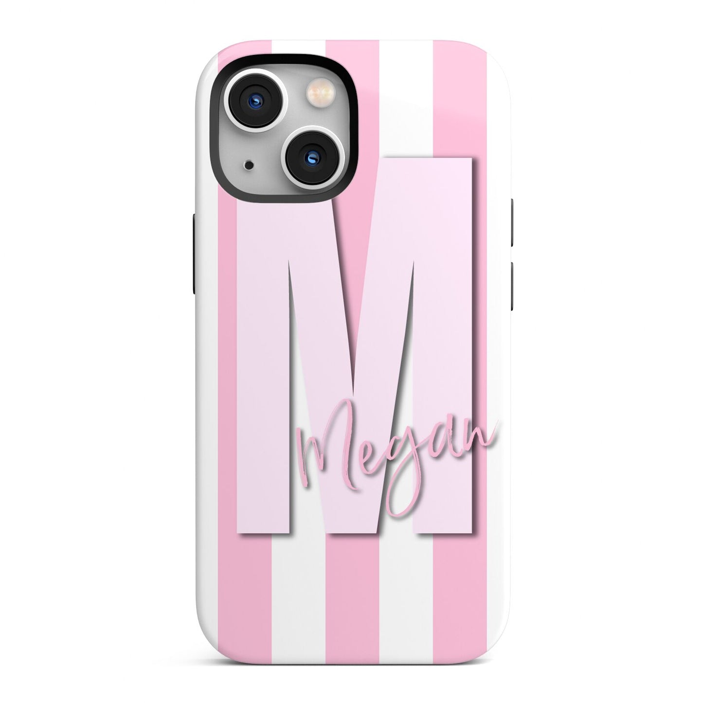 Personalised Candy Stripe Initials iPhone 13 Mini Full Wrap 3D Tough Case