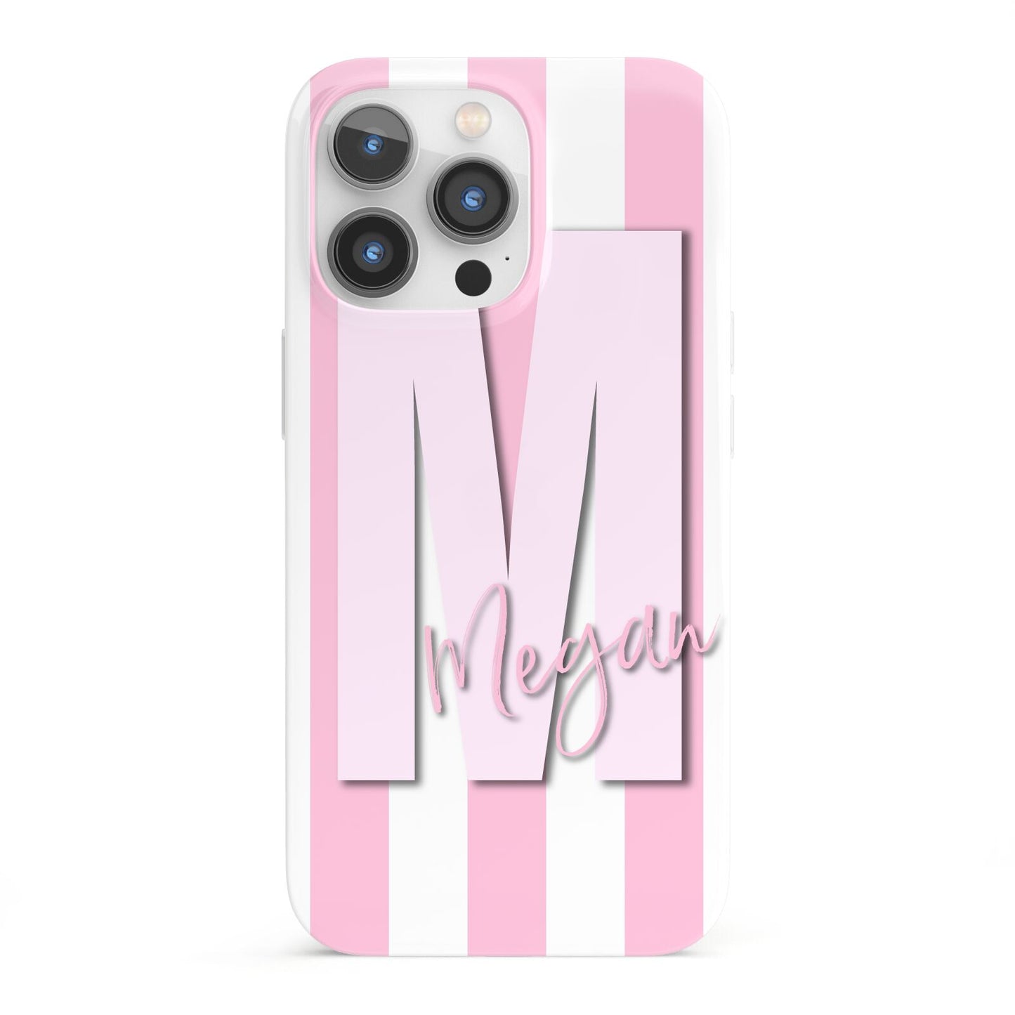 Personalised Candy Stripe Initials iPhone 13 Pro Full Wrap 3D Snap Case