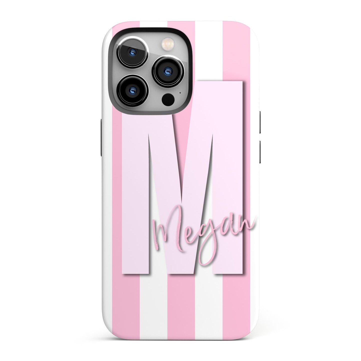 Personalised Candy Stripe Initials iPhone 13 Pro Full Wrap 3D Tough Case