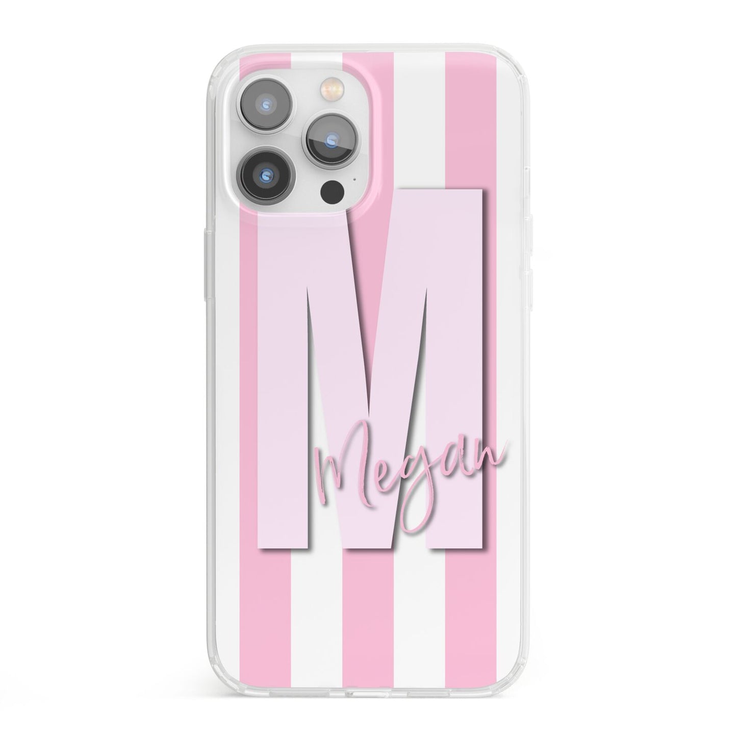 Personalised Candy Stripe Initials iPhone 13 Pro Max Clear Bumper Case