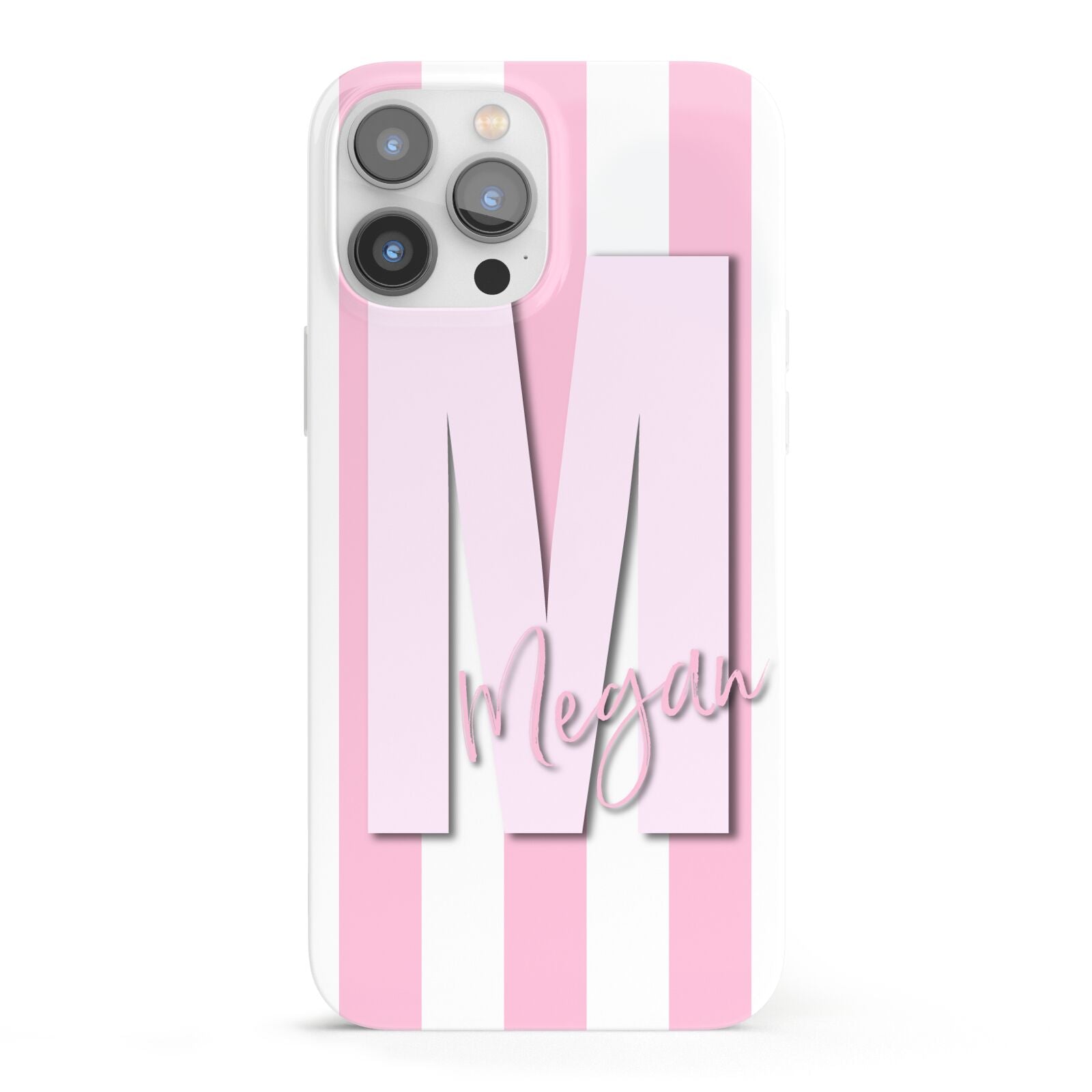 Personalised Candy Stripe Initials iPhone 13 Pro Max Full Wrap 3D Snap Case