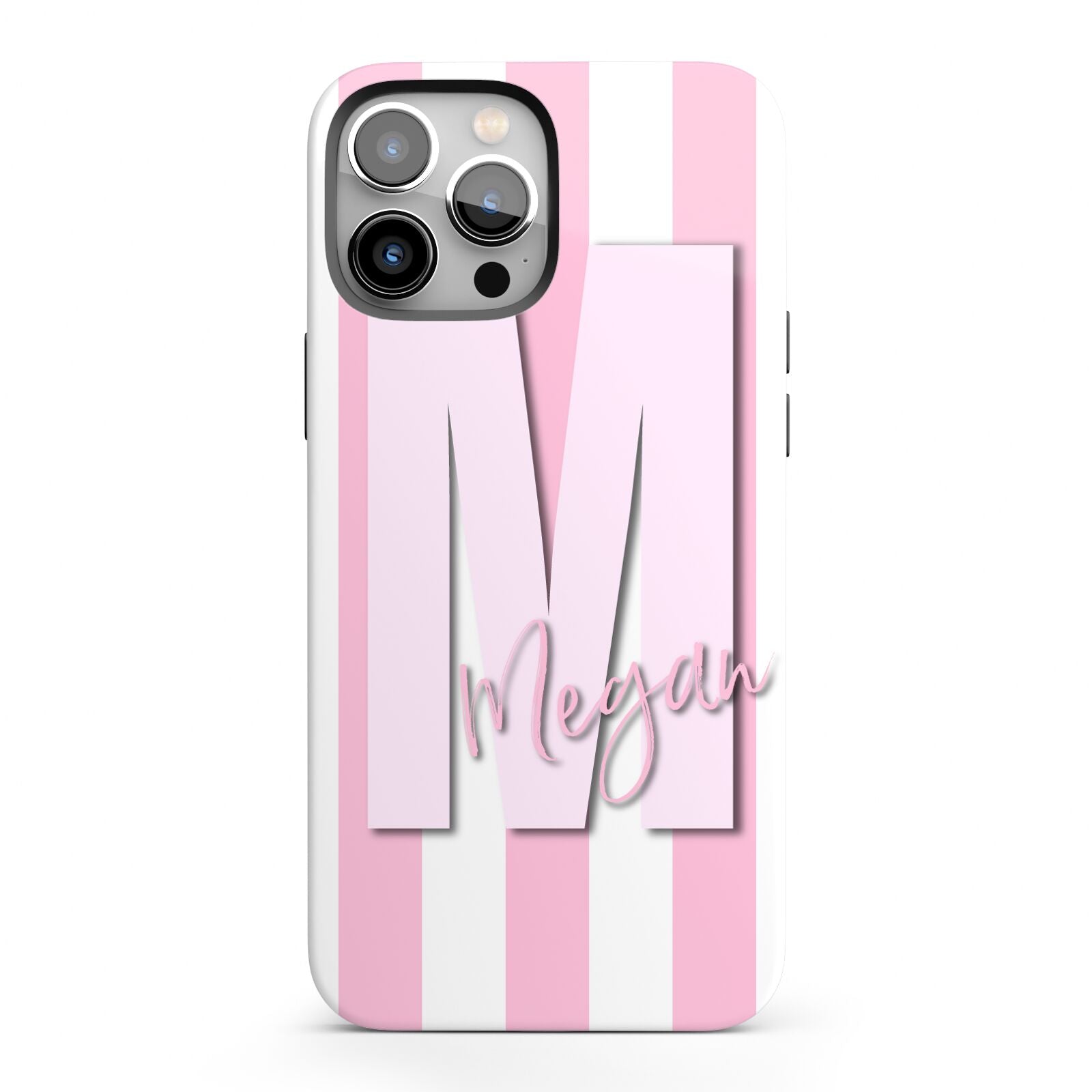 Personalised Candy Stripe Initials iPhone 13 Pro Max Full Wrap 3D Tough Case