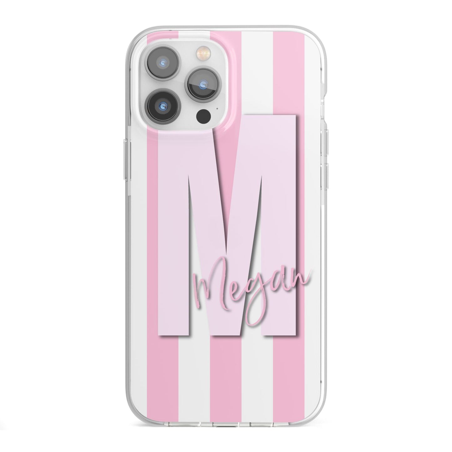 Personalised Candy Stripe Initials iPhone 13 Pro Max TPU Impact Case with White Edges