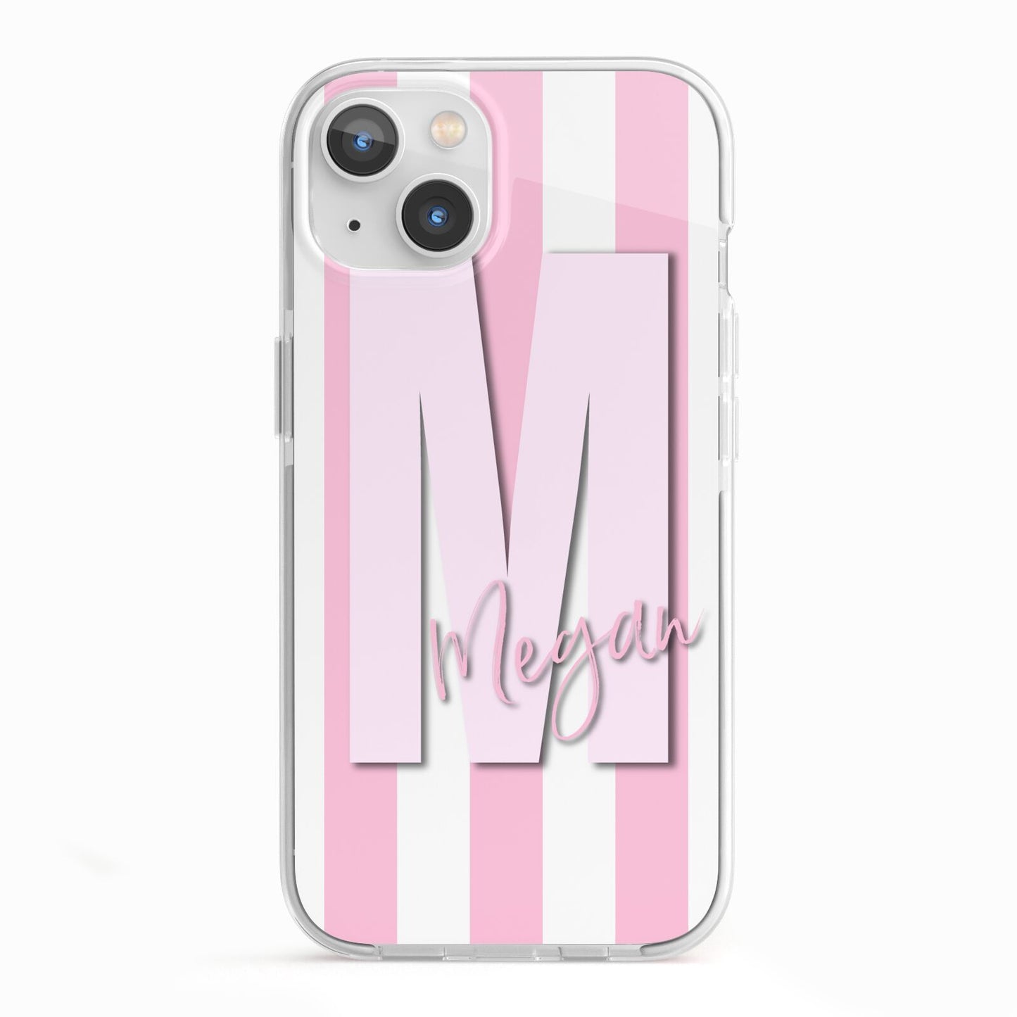 Personalised Candy Stripe Initials iPhone 13 TPU Impact Case with White Edges