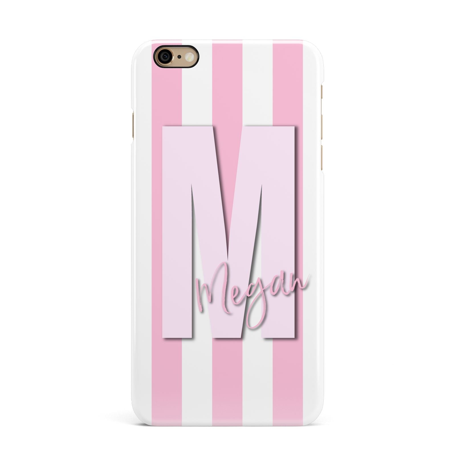 Personalised Candy Stripe Initials iPhone 6 Plus 3D Snap Case on Gold Phone