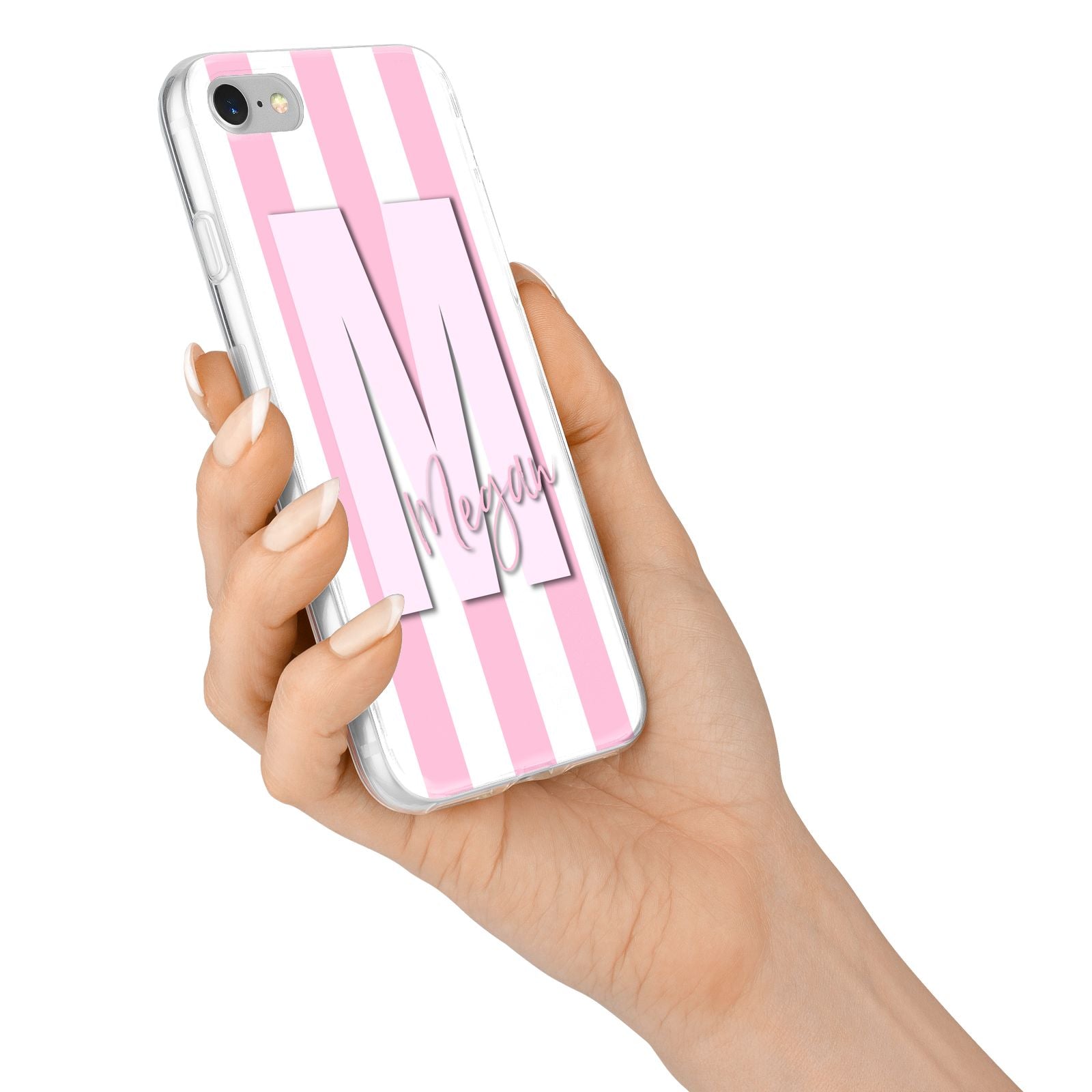 Personalised Candy Stripe Initials iPhone 7 Bumper Case on Silver iPhone Alternative Image