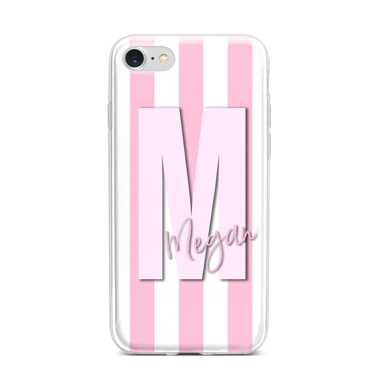 Personalised Candy Stripe Initials iPhone 7 Bumper Case on Silver iPhone