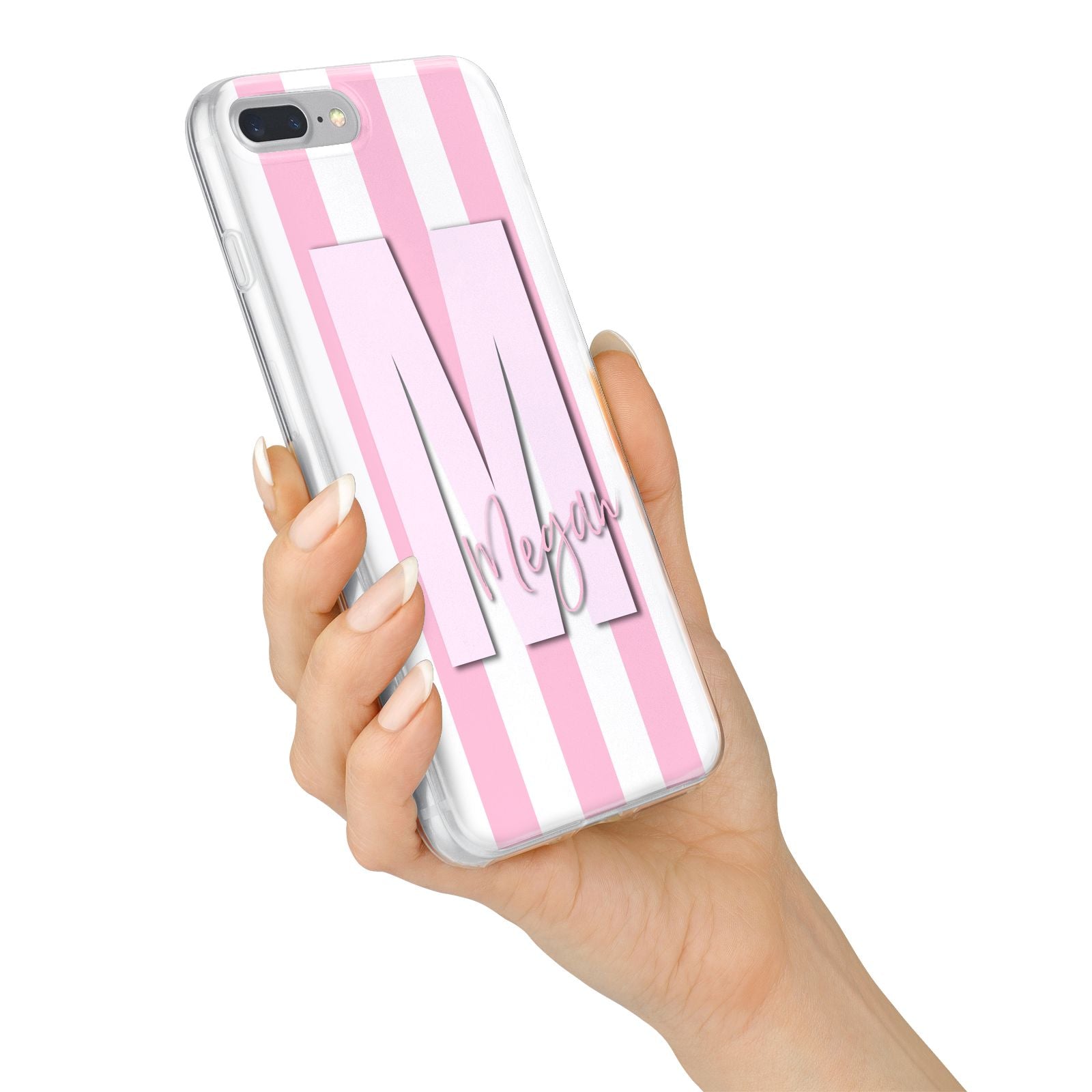 Personalised Candy Stripe Initials iPhone 7 Plus Bumper Case on Silver iPhone Alternative Image