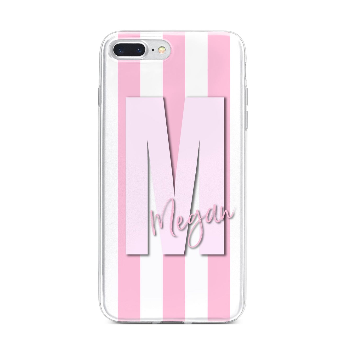 Personalised Candy Stripe Initials iPhone 7 Plus Bumper Case on Silver iPhone