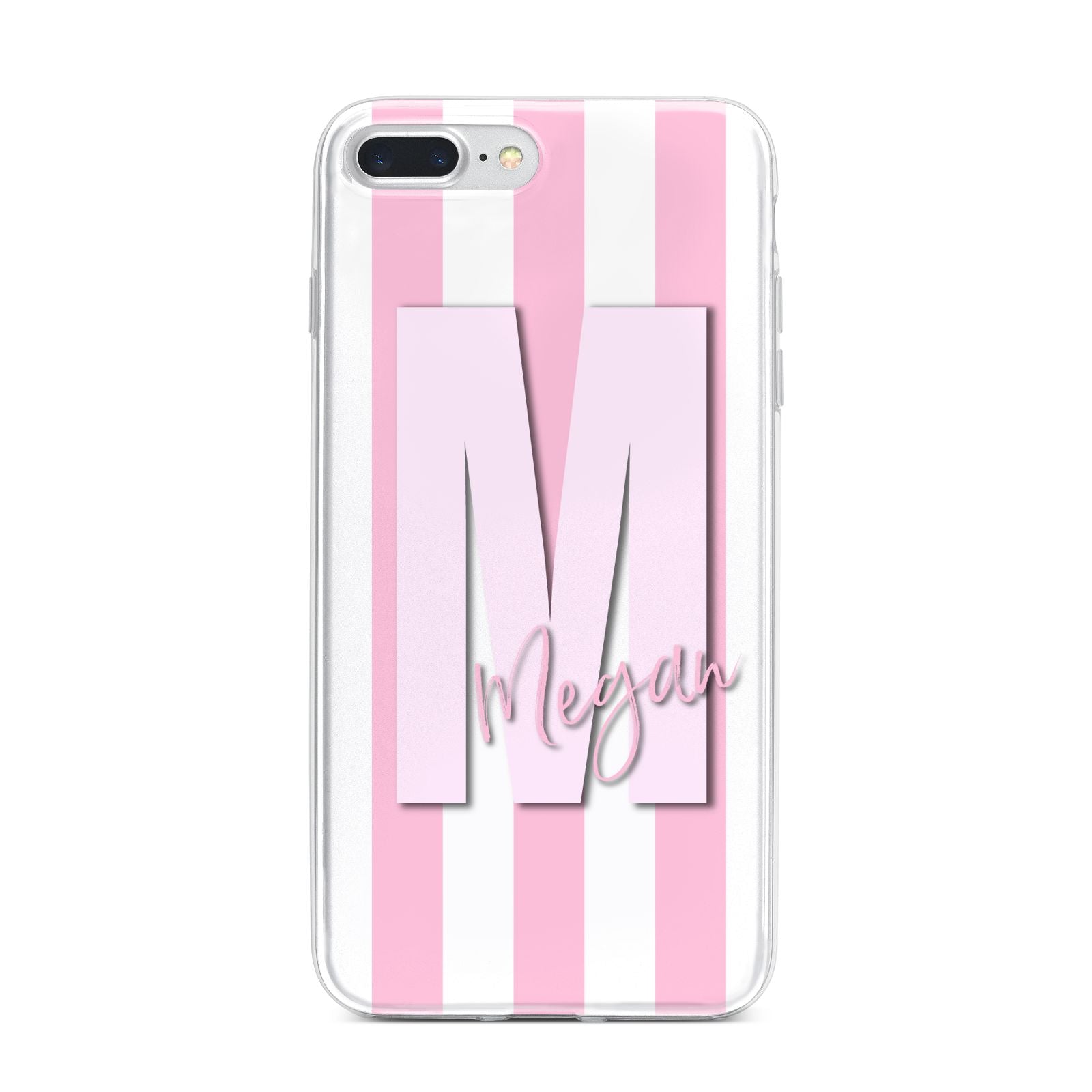 Personalised Candy Stripe Initials iPhone 7 Plus Bumper Case on Silver iPhone