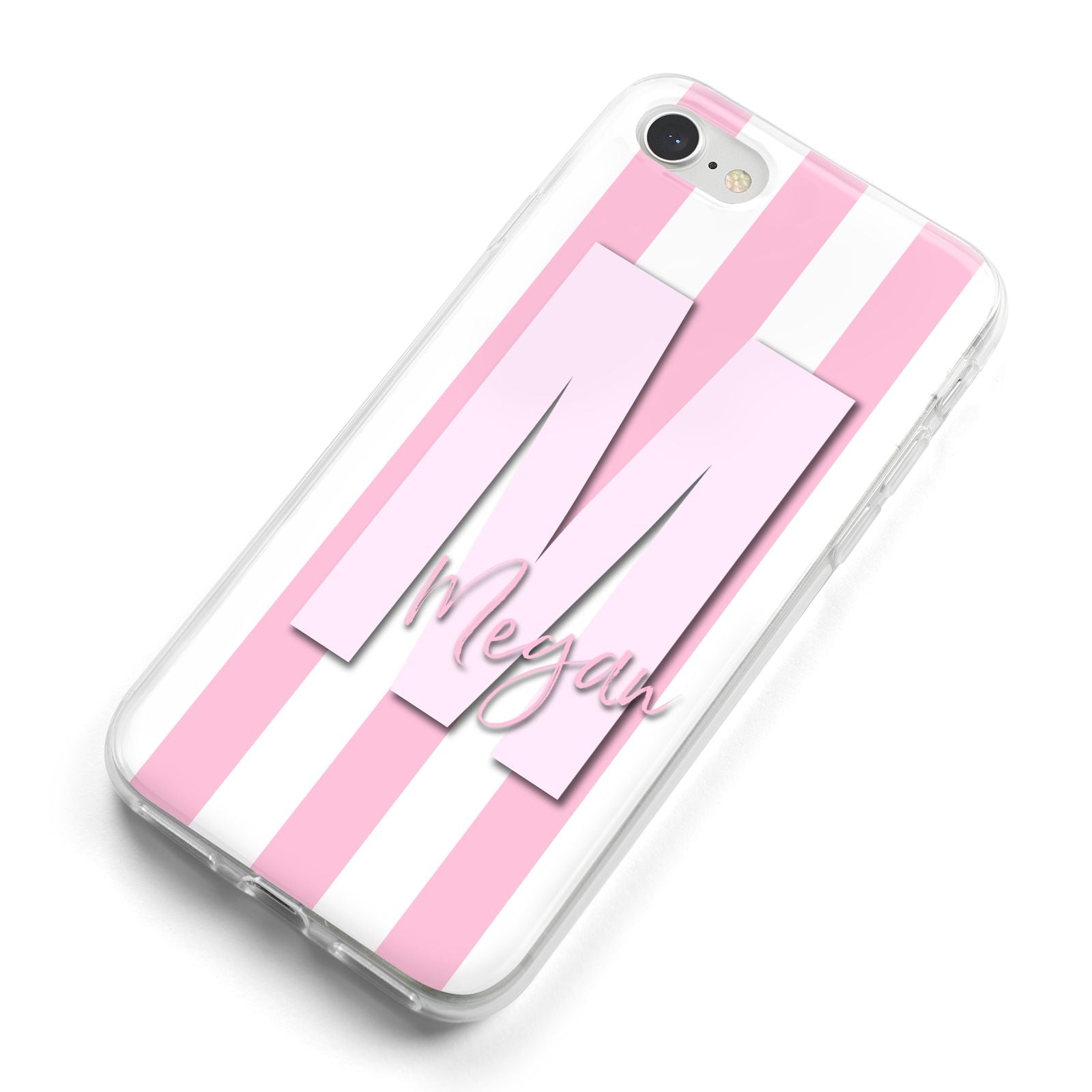 Personalised Candy Stripe Initials iPhone 8 Bumper Case on Silver iPhone Alternative Image