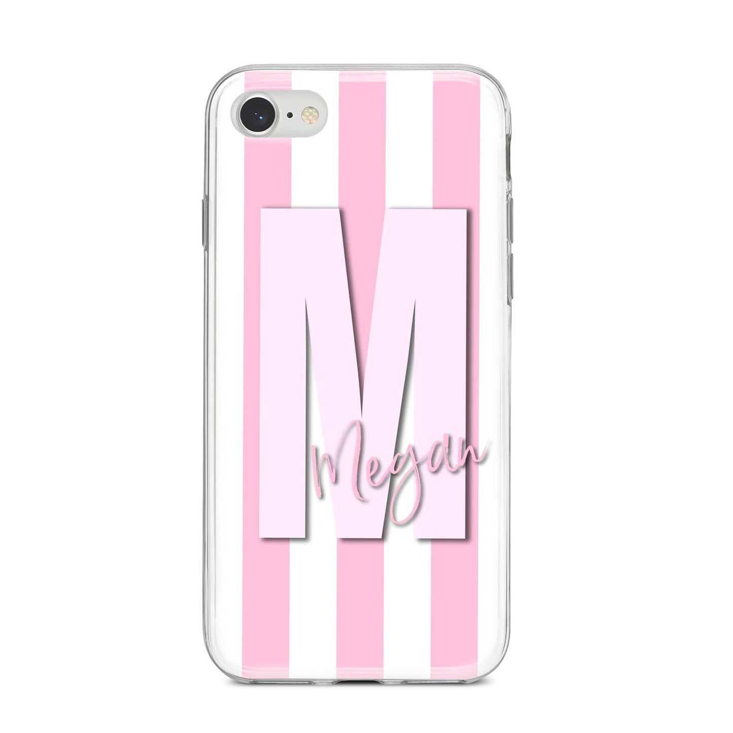 Personalised Candy Stripe Initials iPhone 8 Bumper Case on Silver iPhone