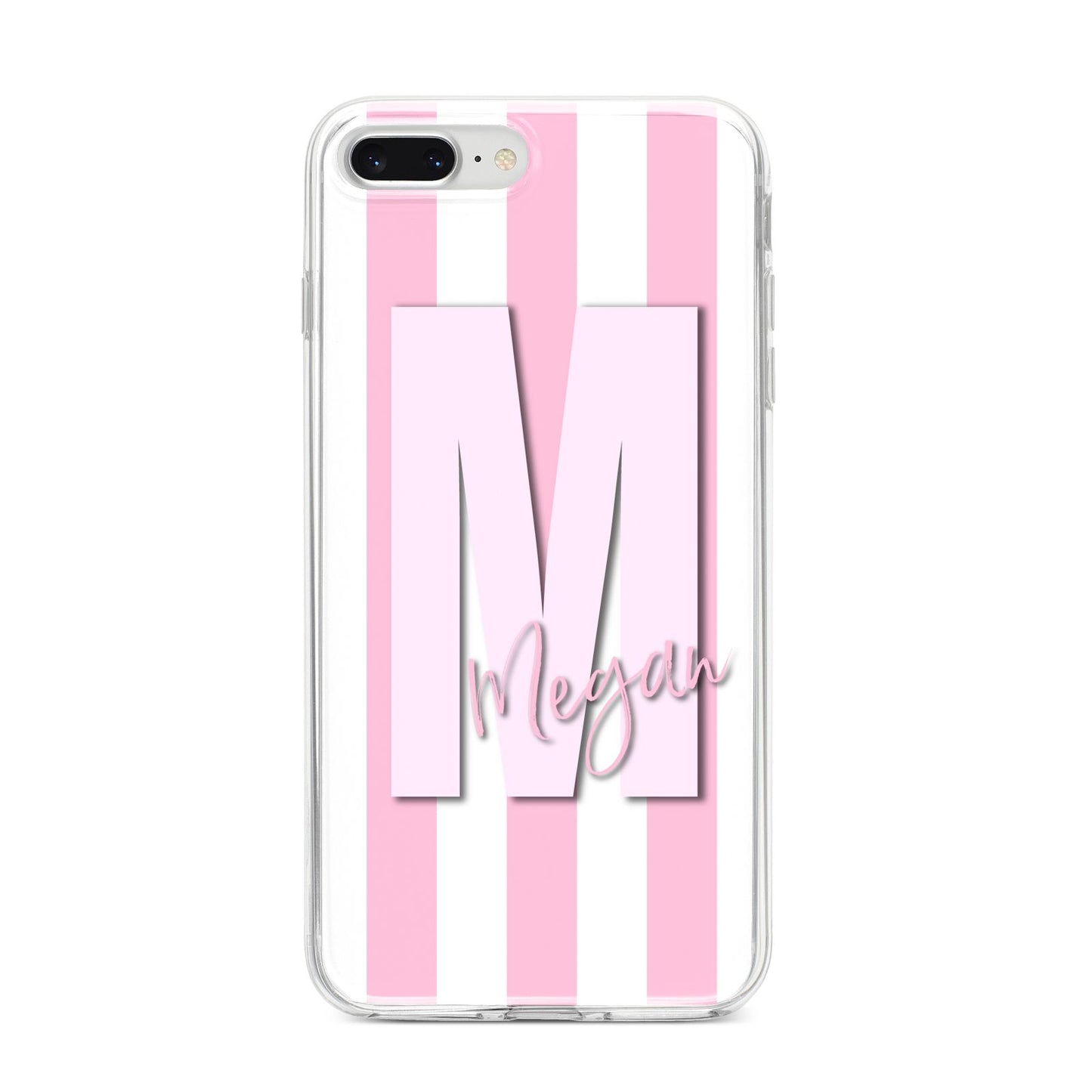 Personalised Candy Stripe Initials iPhone 8 Plus Bumper Case on Silver iPhone