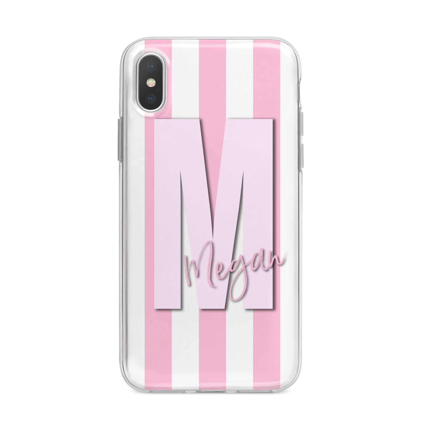 Personalised Candy Stripe Initials iPhone X Bumper Case on Silver iPhone Alternative Image 1