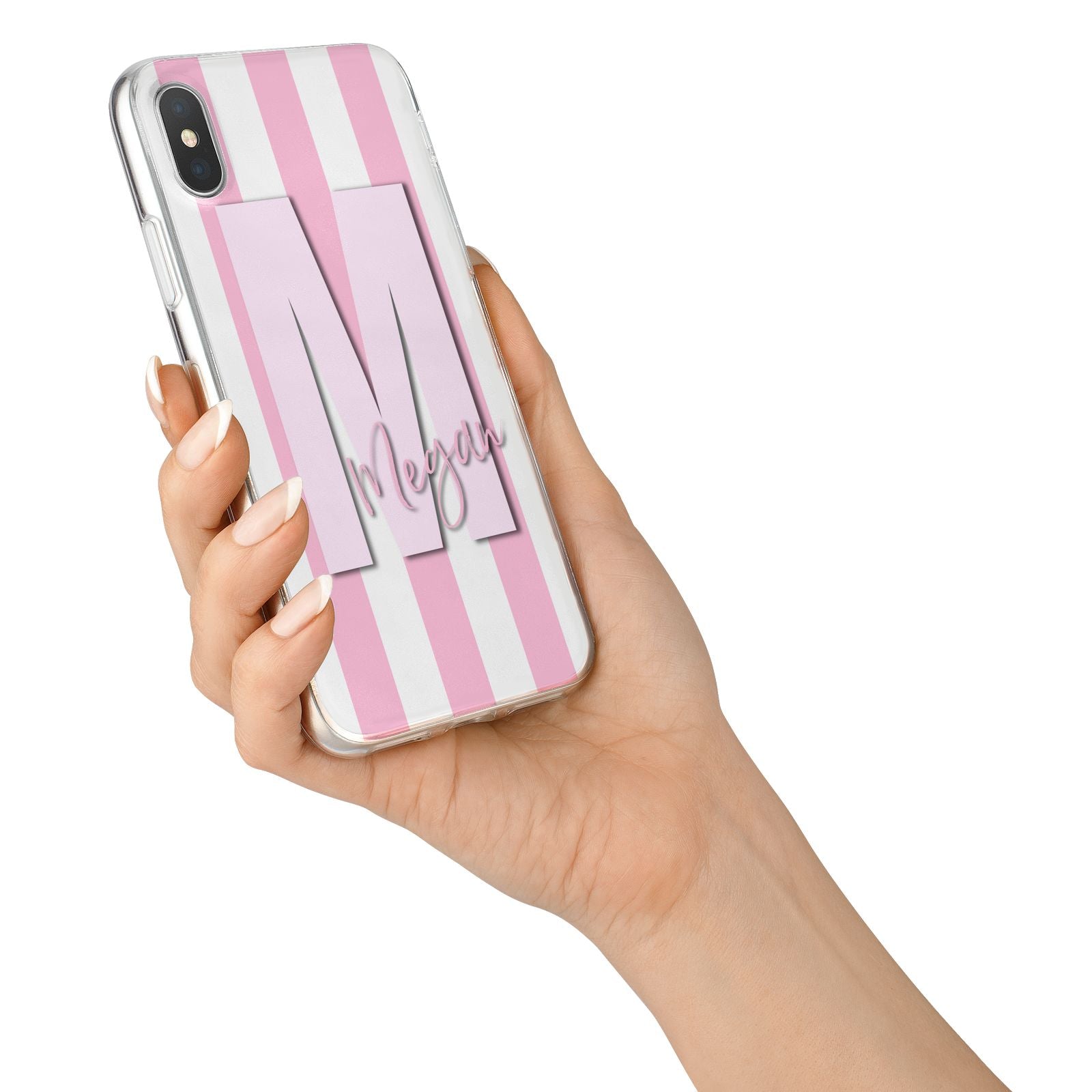 Personalised Candy Stripe Initials iPhone X Bumper Case on Silver iPhone Alternative Image 2