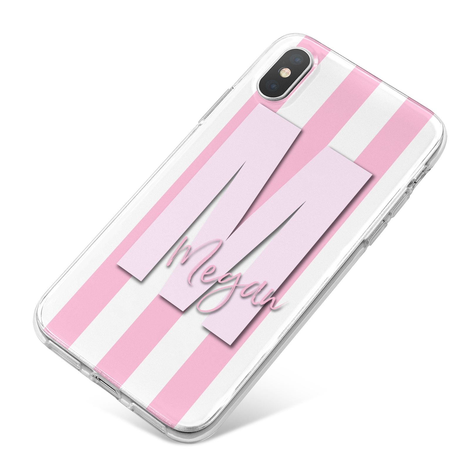 Personalised Candy Stripe Initials iPhone X Bumper Case on Silver iPhone