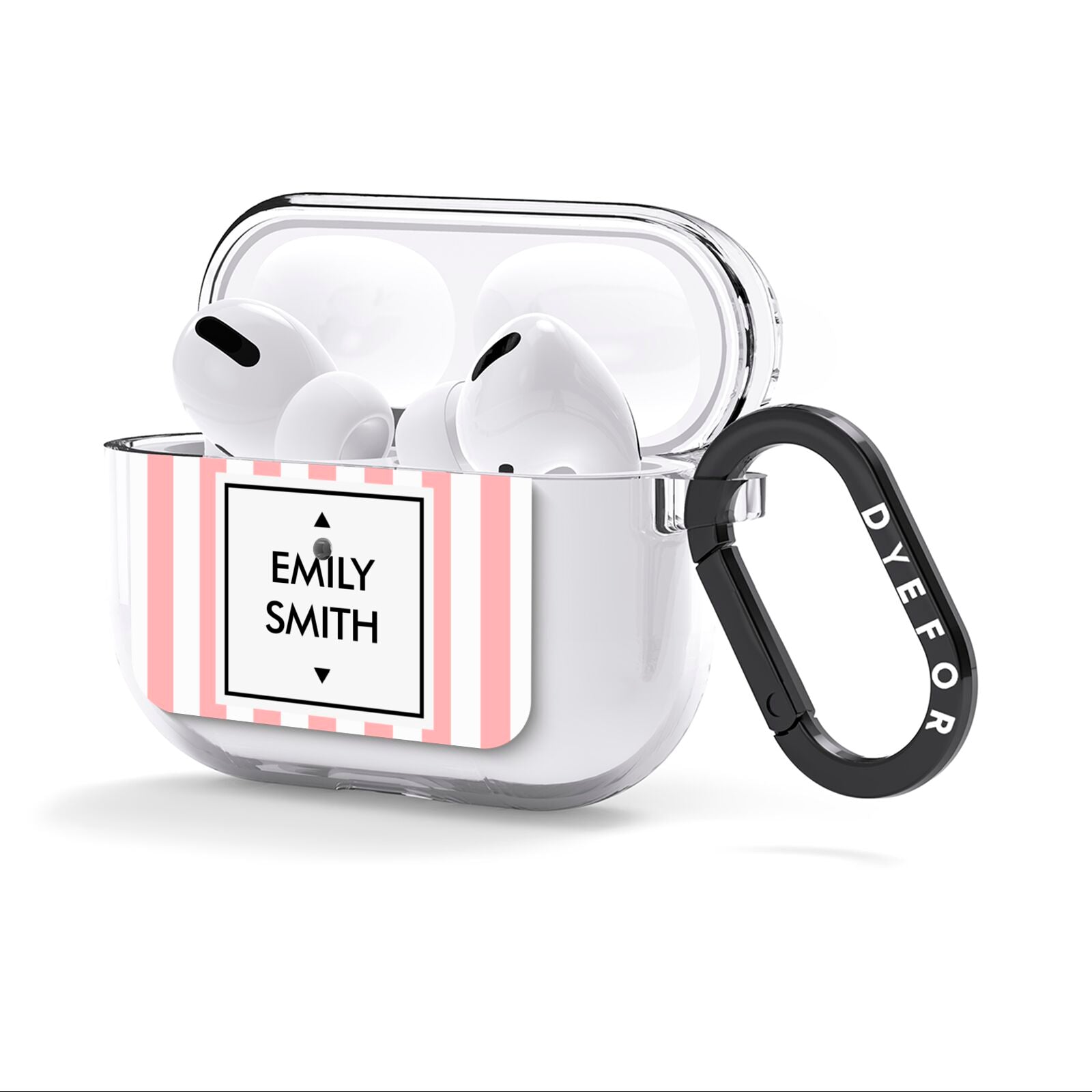 Personalised Candy Striped Name Initials AirPods Clear Case 3rd Gen Side Image