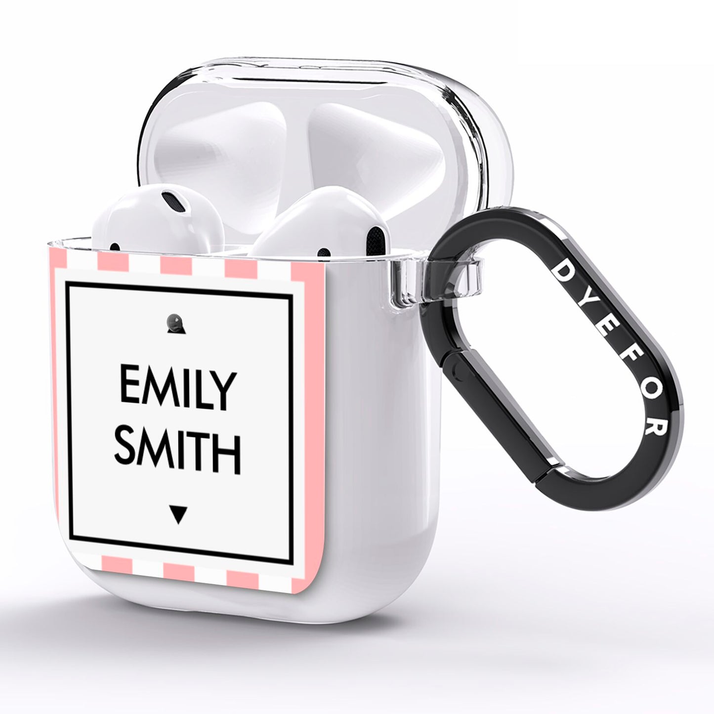 Personalised Candy Striped Name Initials AirPods Clear Case Side Image