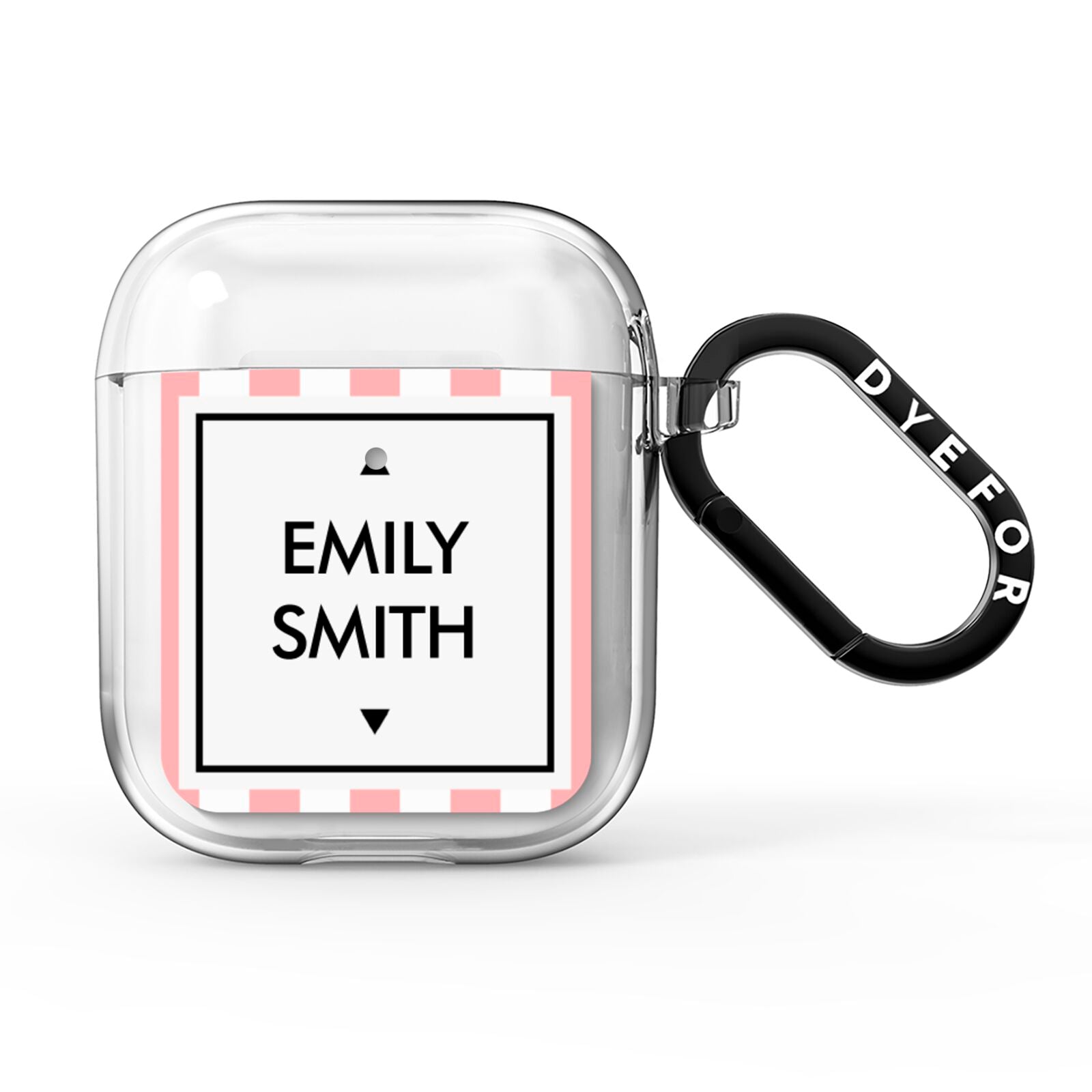 Personalised Candy Striped Name Initials AirPods Clear Case