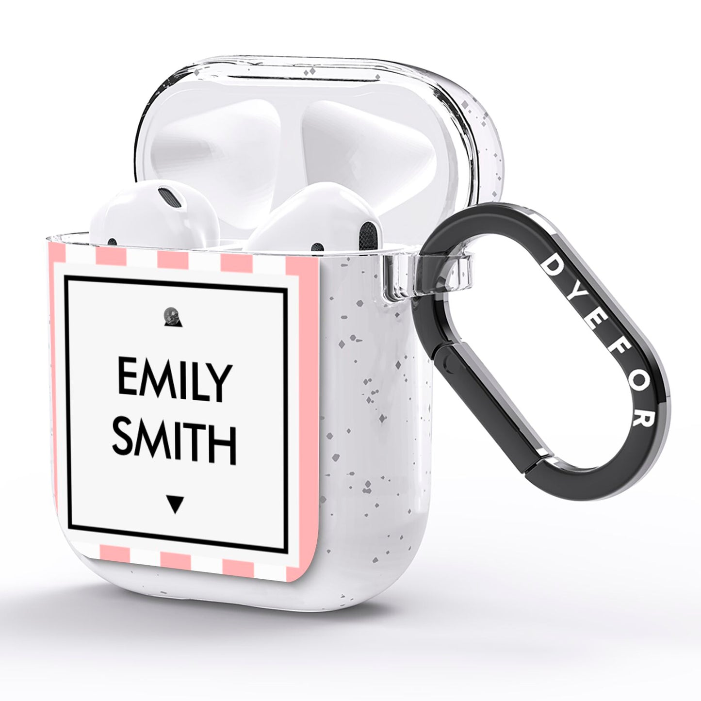 Personalised Candy Striped Name Initials AirPods Glitter Case Side Image