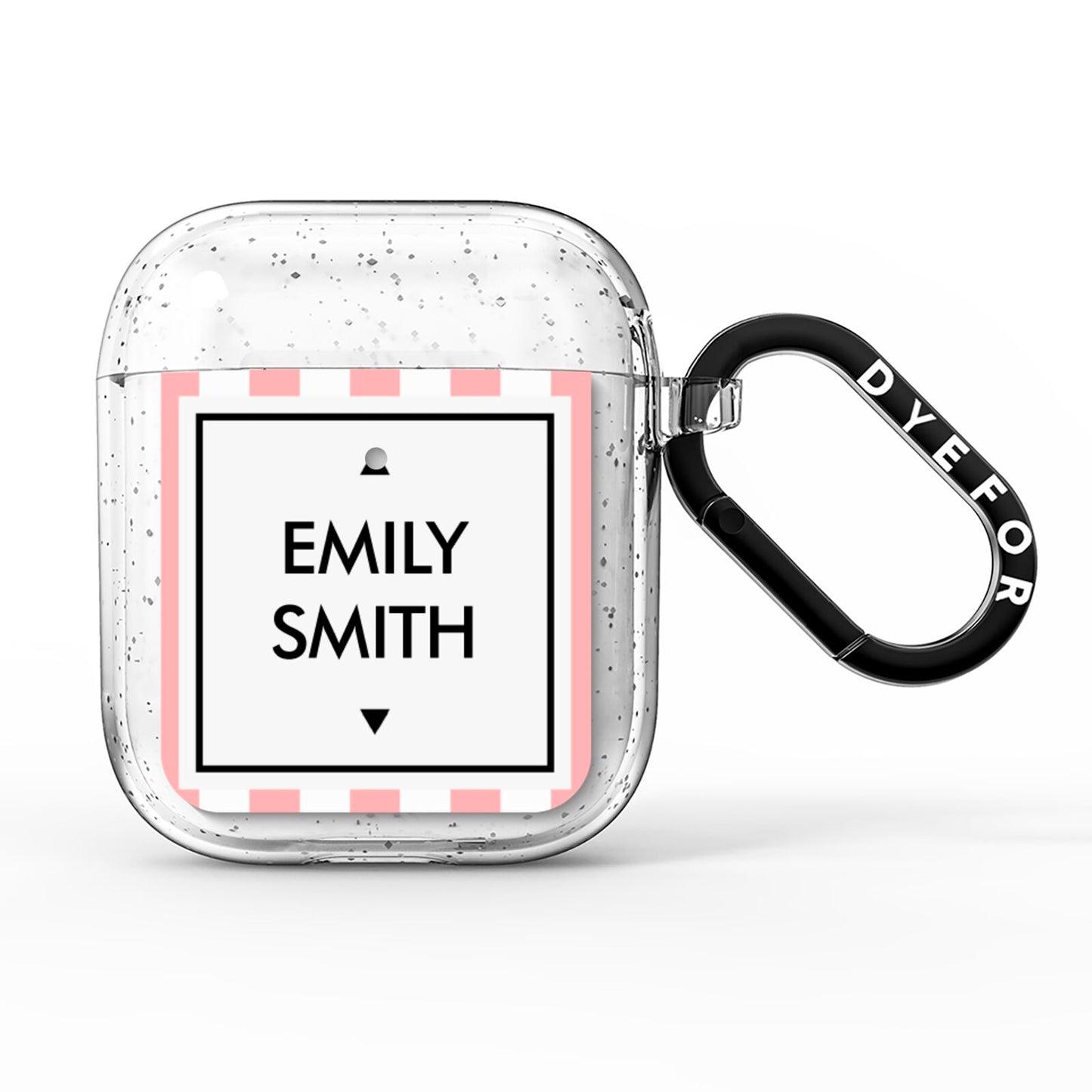 Personalised Candy Striped Name Initials AirPods Glitter Case