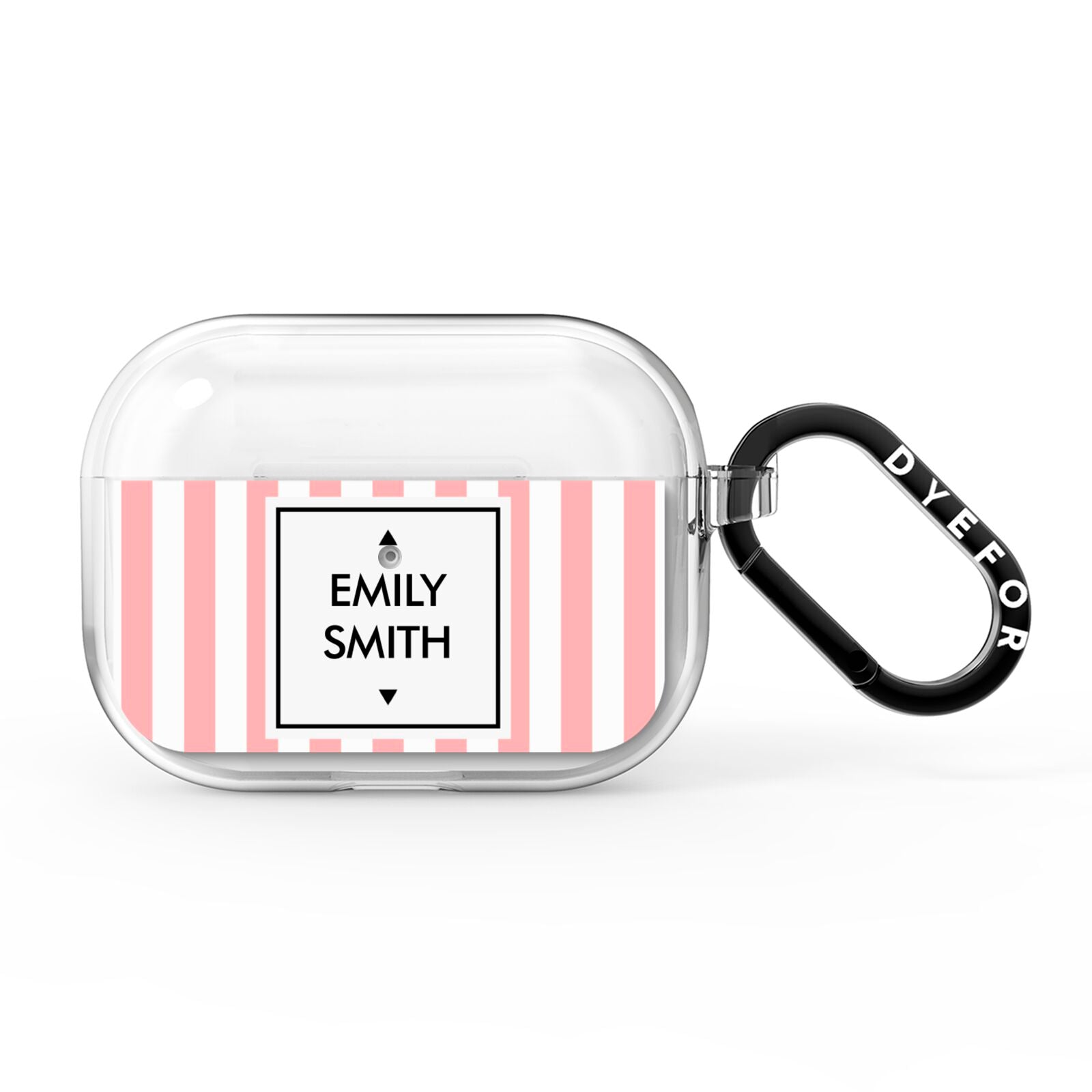 Personalised Candy Striped Name Initials AirPods Pro Clear Case