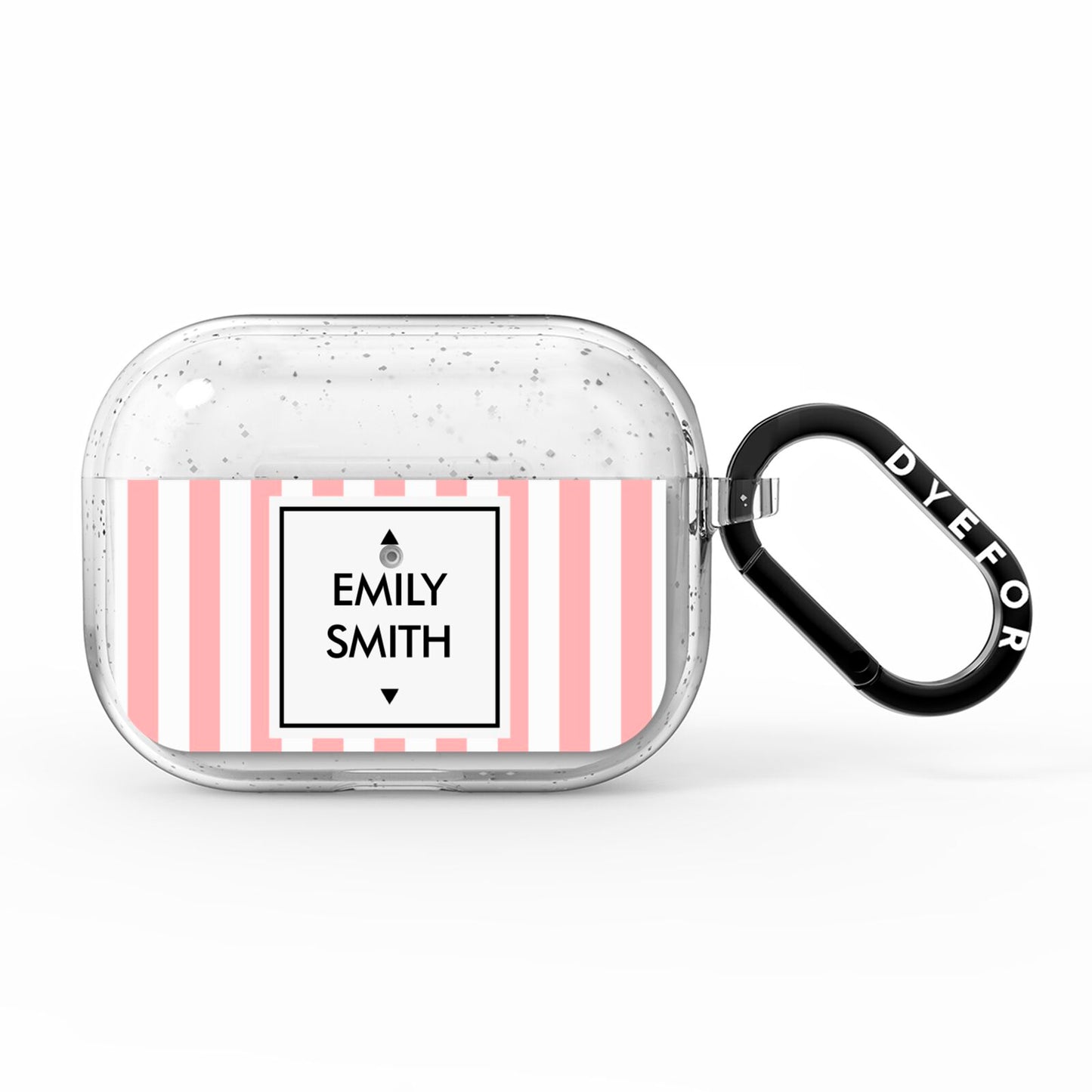 Personalised Candy Striped Name Initials AirPods Pro Glitter Case