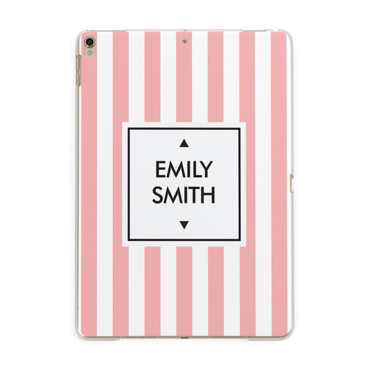 Personalised Candy Striped Name Initials Apple iPad Gold Case