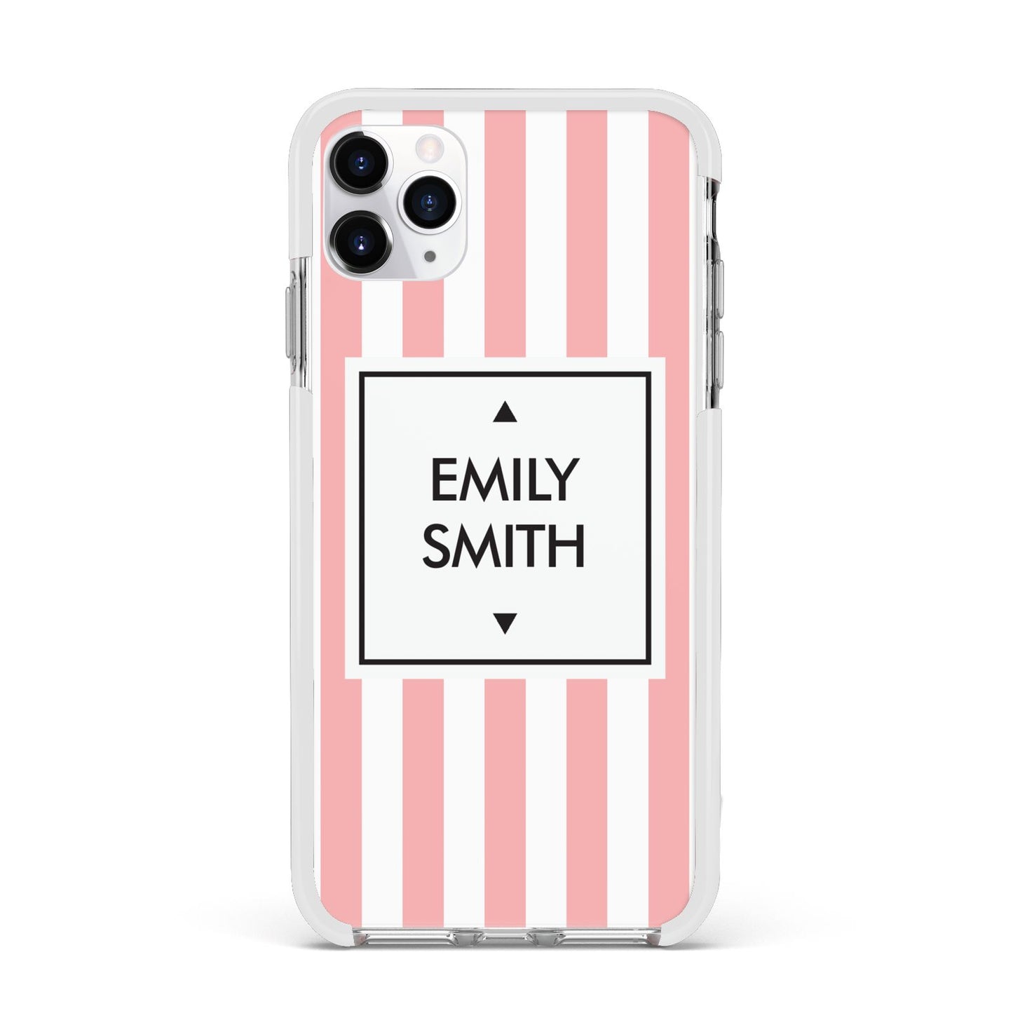 Personalised Candy Striped Name Initials Apple iPhone 11 Pro Max in Silver with White Impact Case