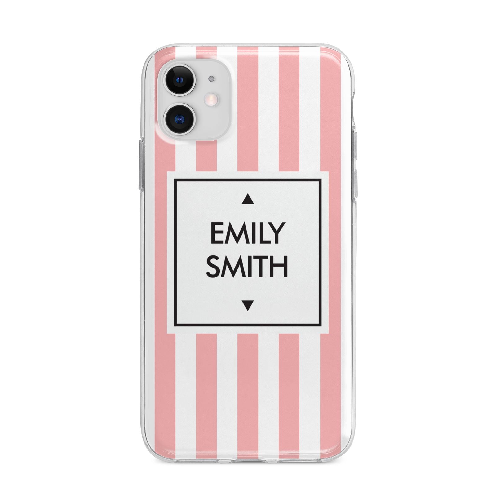 Personalised Candy Striped Name Initials Apple iPhone 11 in White with Bumper Case