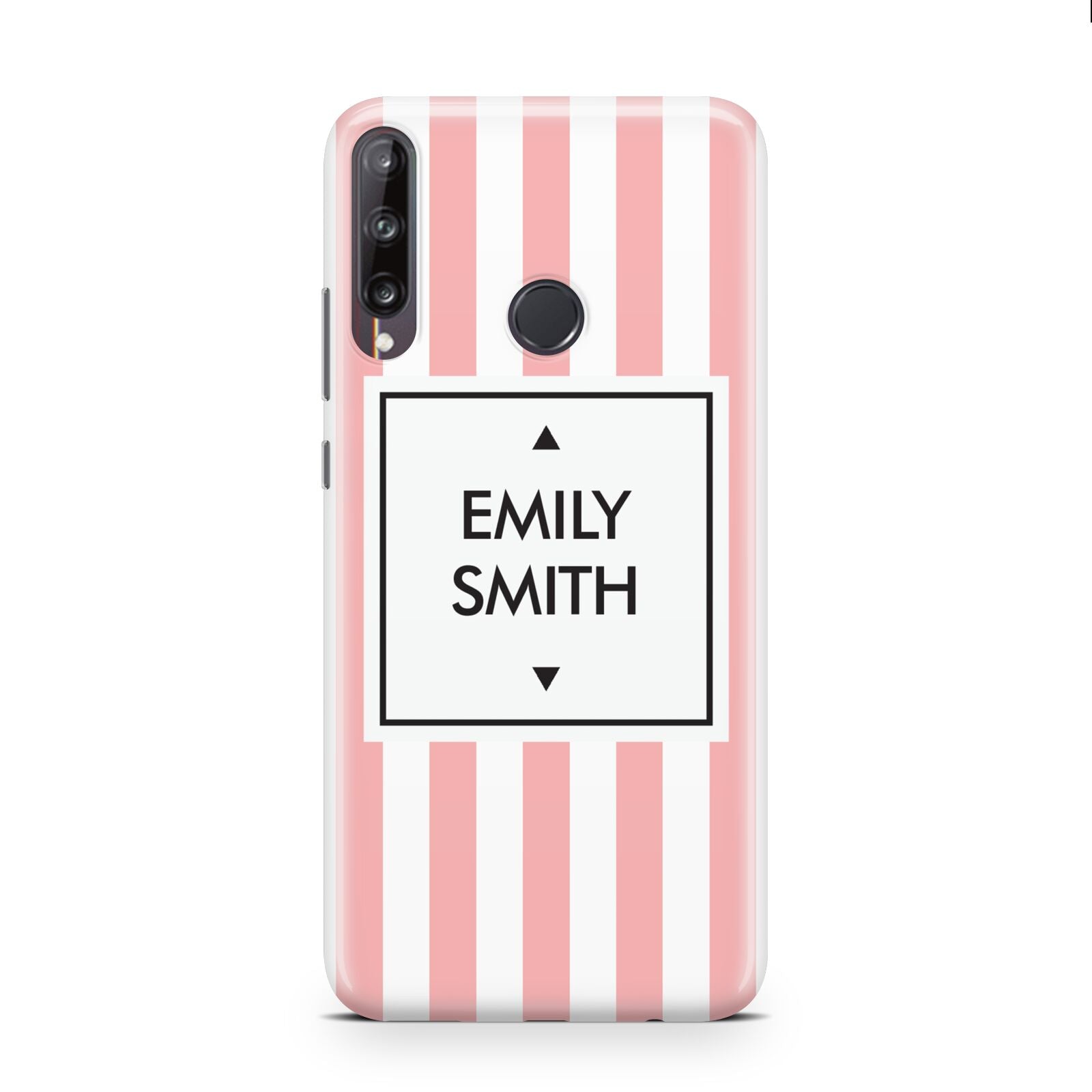 Personalised Candy Striped Name Initials Huawei P40 Lite E Phone Case