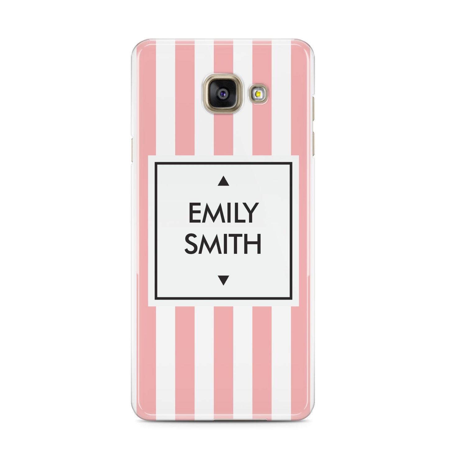 Personalised Candy Striped Name Initials Samsung Galaxy A3 2016 Case on gold phone