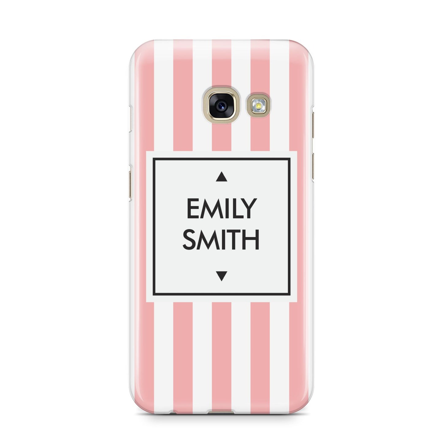 Personalised Candy Striped Name Initials Samsung Galaxy A3 2017 Case on gold phone