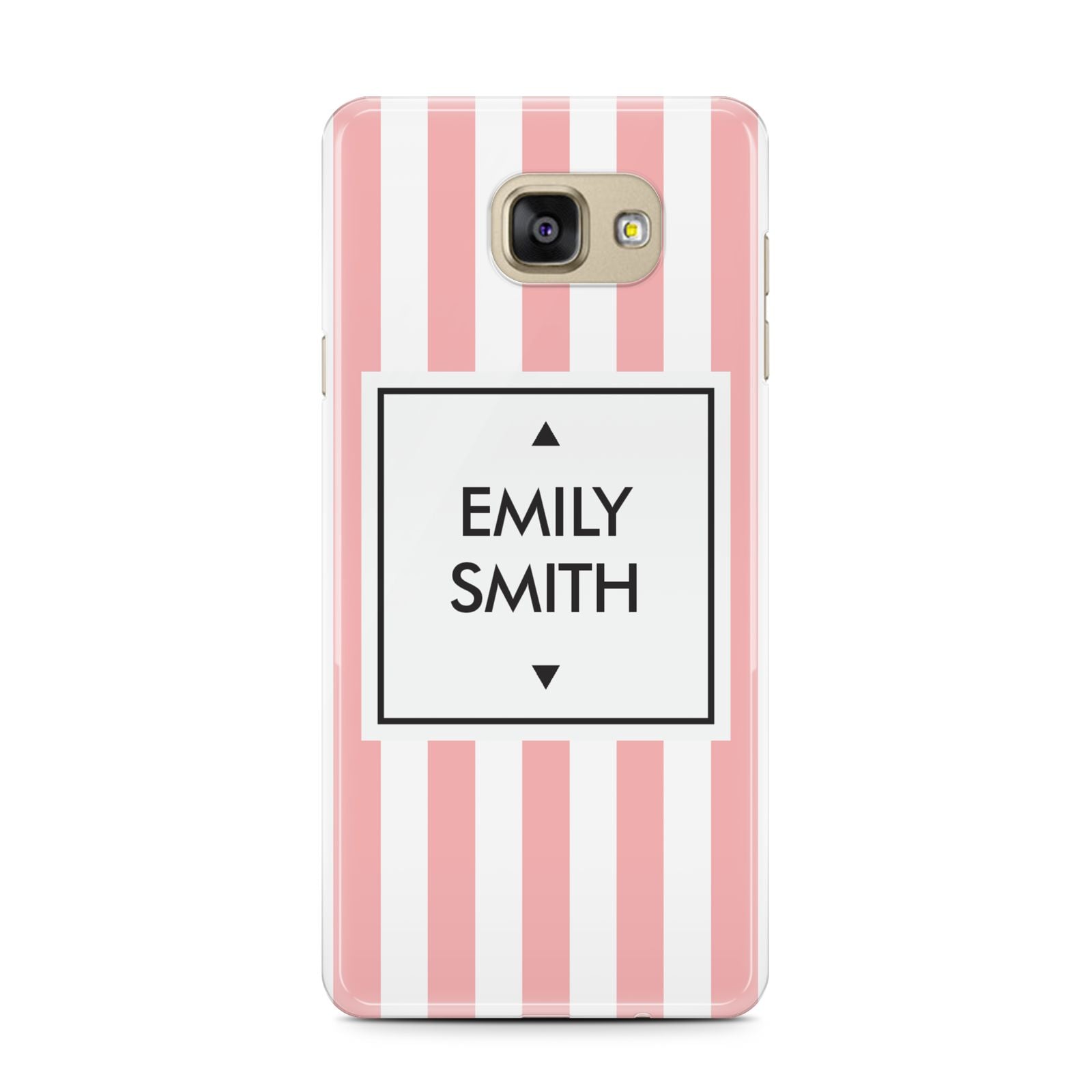 Personalised Candy Striped Name Initials Samsung Galaxy A7 2016 Case on gold phone