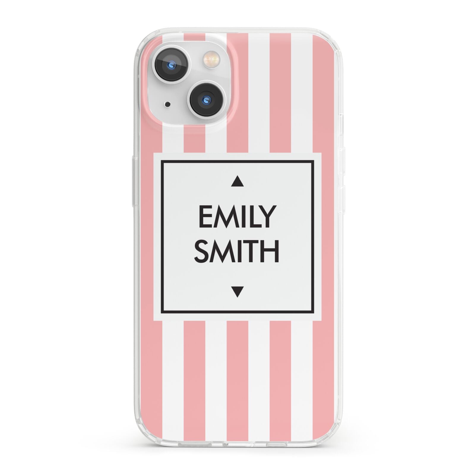 Personalised Candy Striped Name Initials iPhone 13 Clear Bumper Case