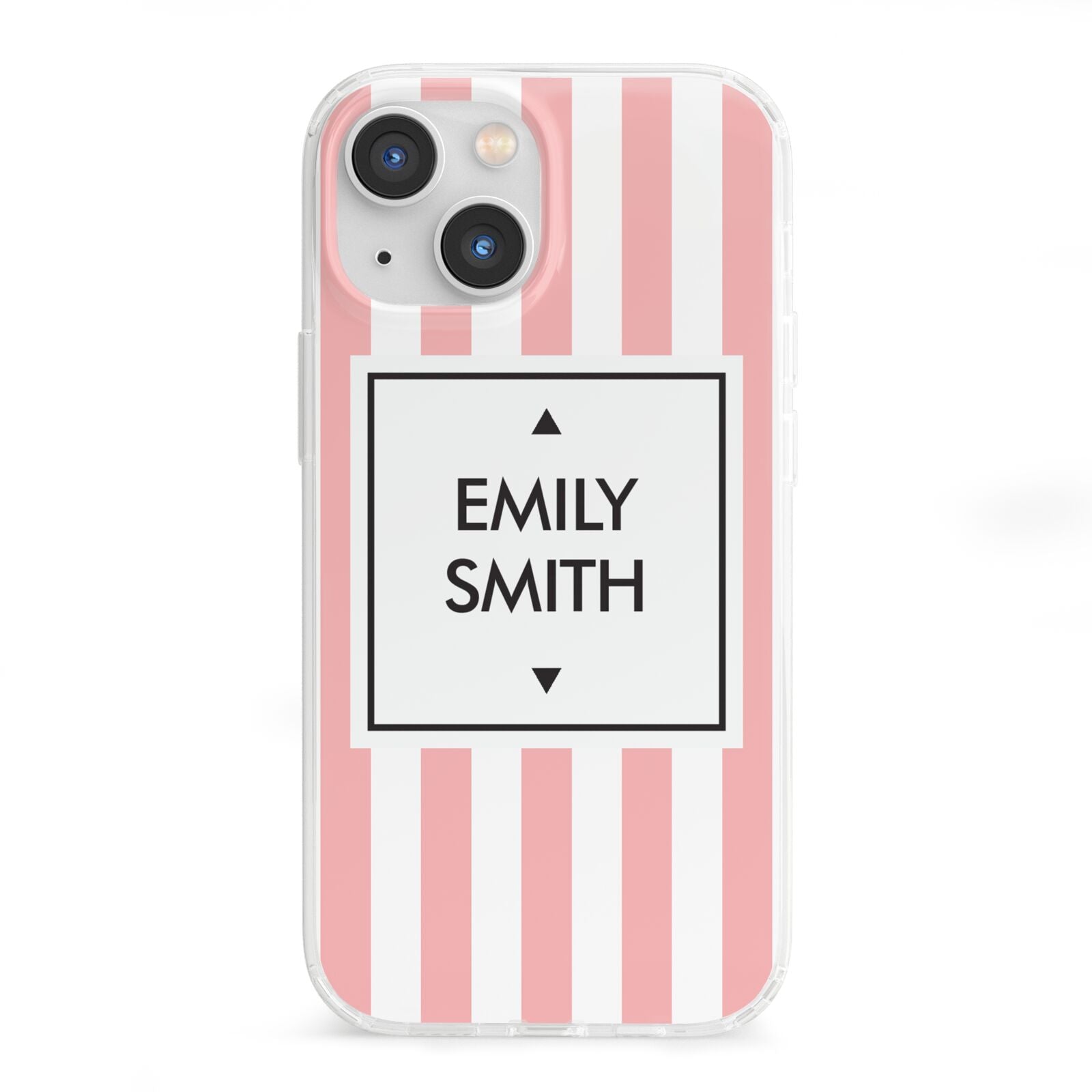 Personalised Candy Striped Name Initials iPhone 13 Mini Clear Bumper Case