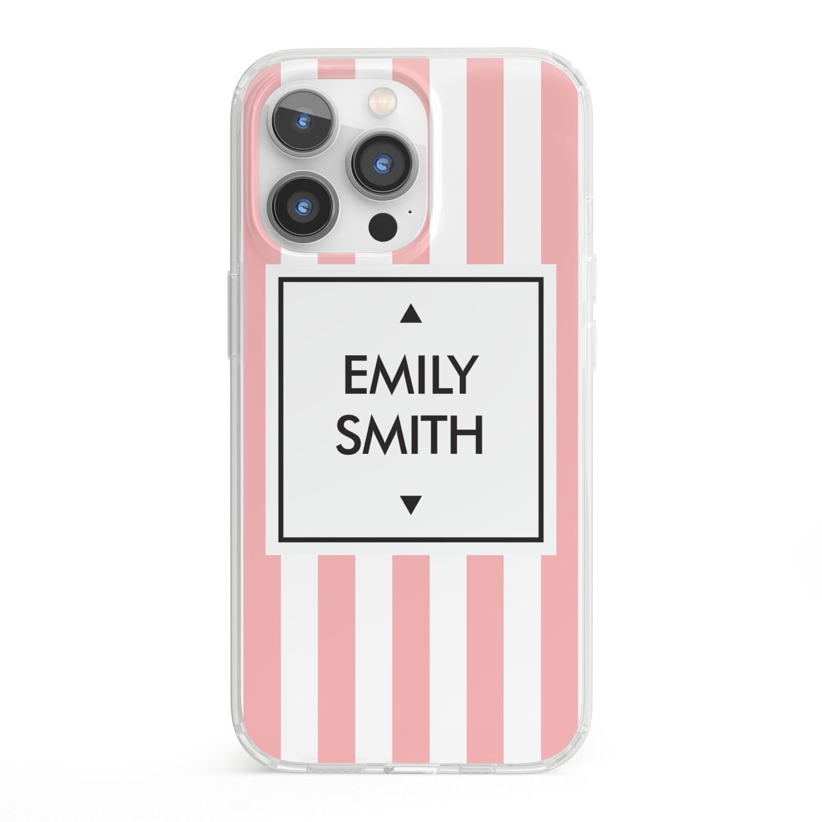 Personalised Candy Striped Name Initials iPhone 13 Pro Clear Bumper Case