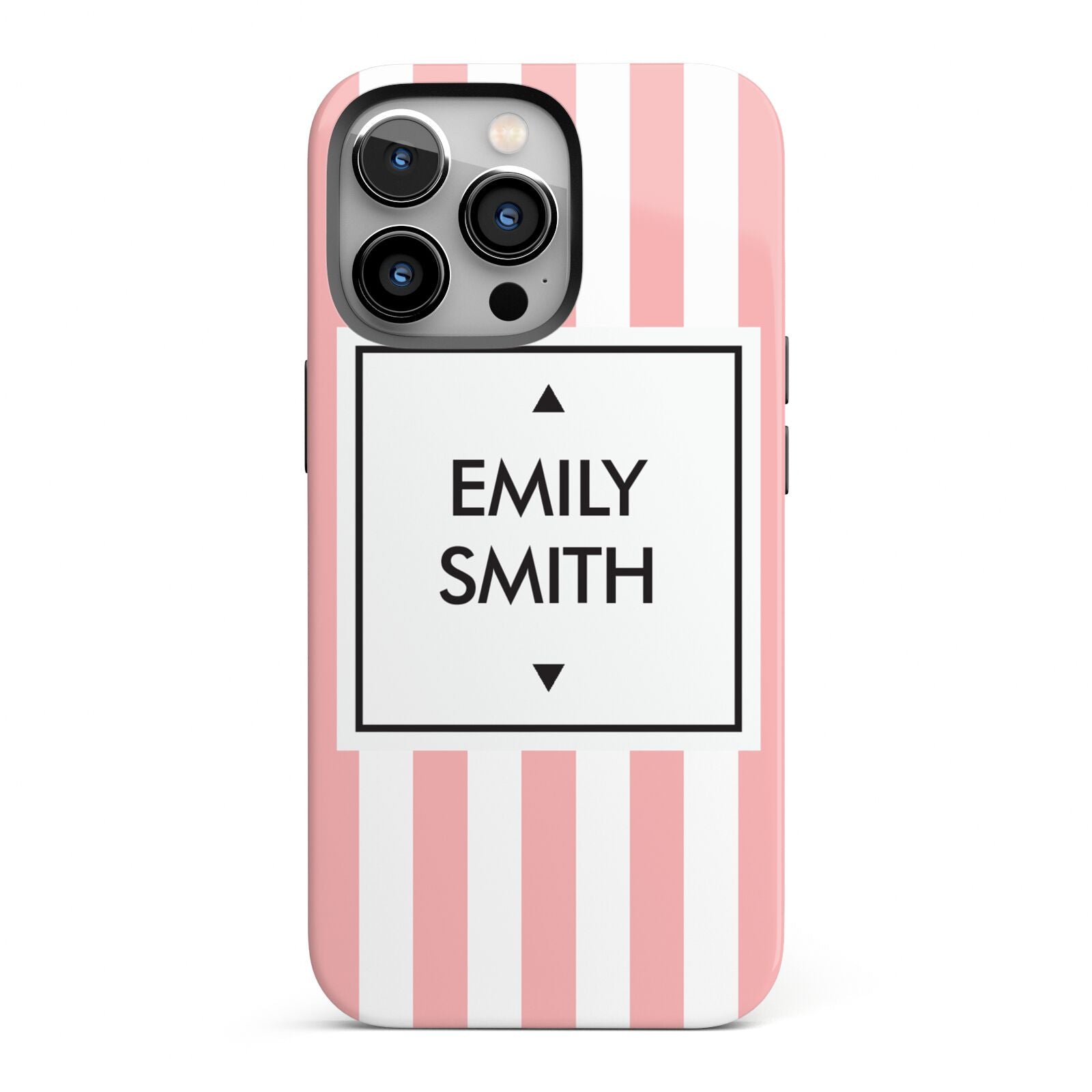 Personalised Candy Striped Name Initials iPhone 13 Pro Full Wrap 3D Tough Case