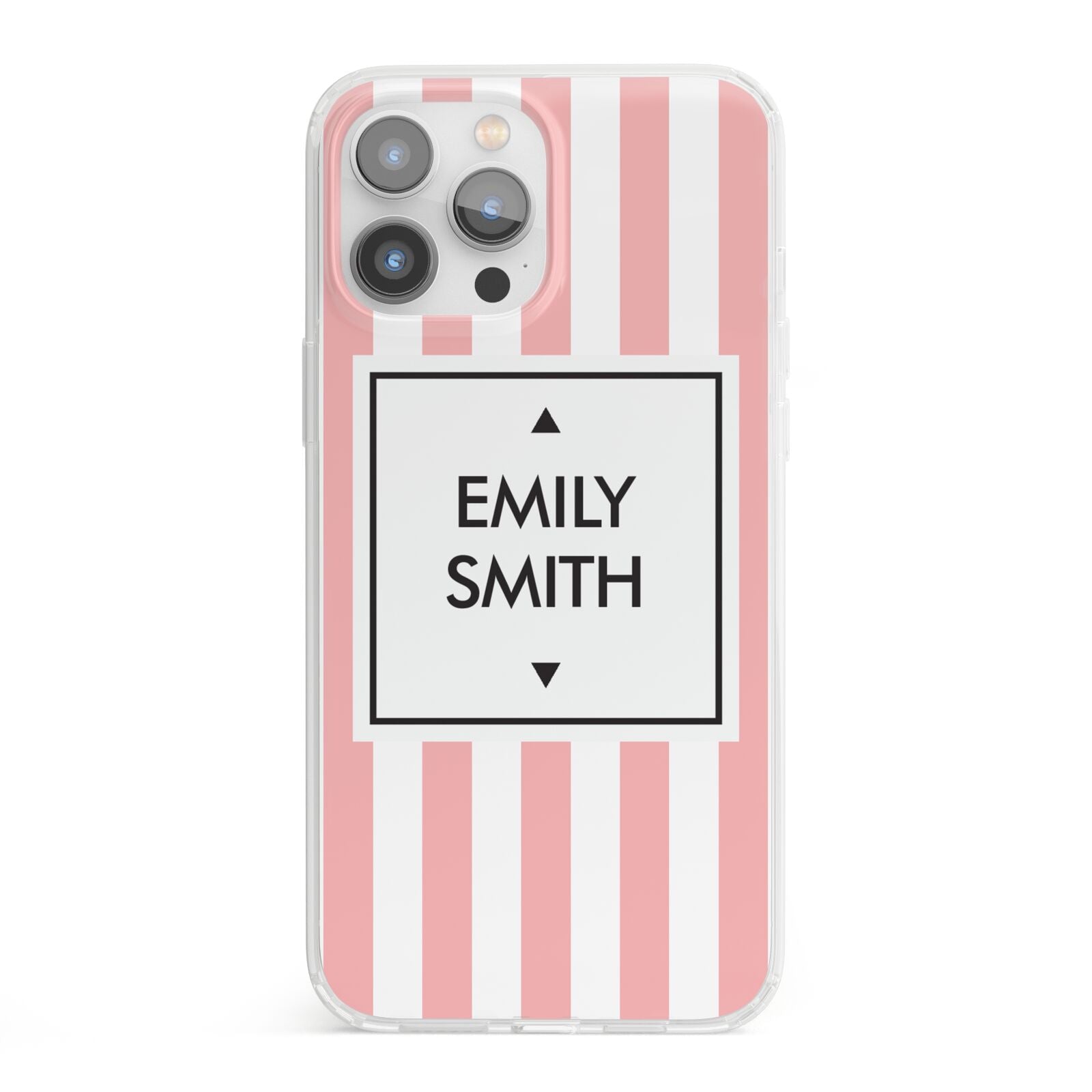 Personalised Candy Striped Name Initials iPhone 13 Pro Max Clear Bumper Case