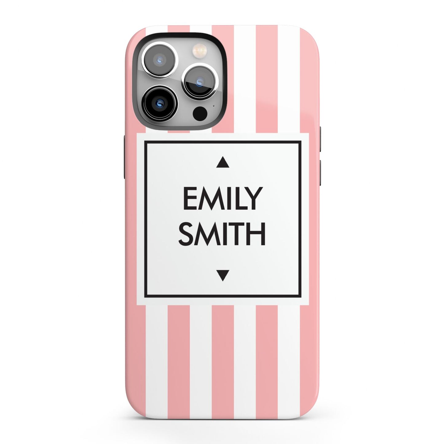 Personalised Candy Striped Name Initials iPhone 13 Pro Max Full Wrap 3D Tough Case