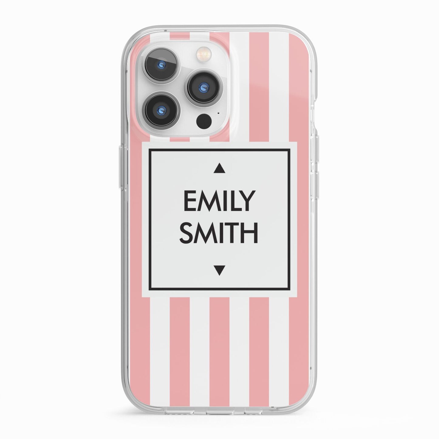 Personalised Candy Striped Name Initials iPhone 13 Pro TPU Impact Case with White Edges