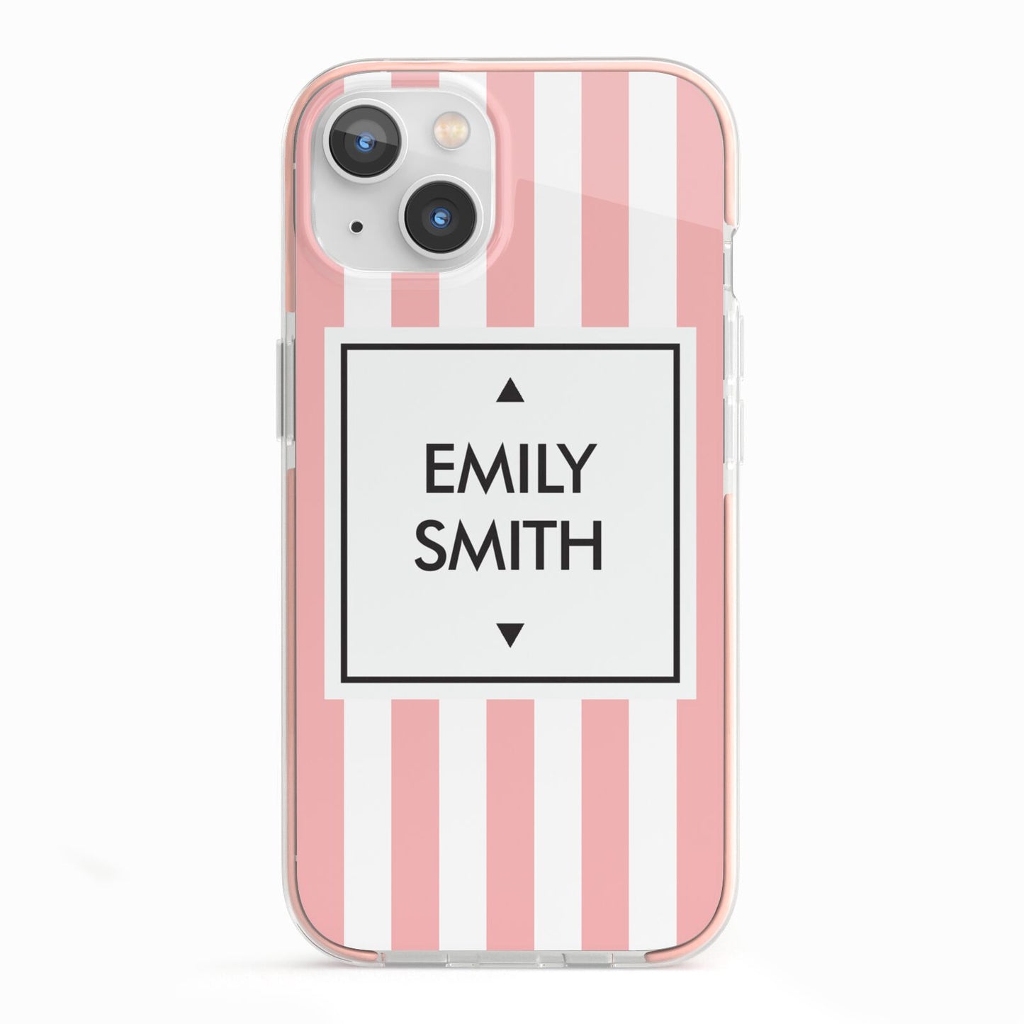 Personalised Candy Striped Name Initials iPhone 13 TPU Impact Case with Pink Edges