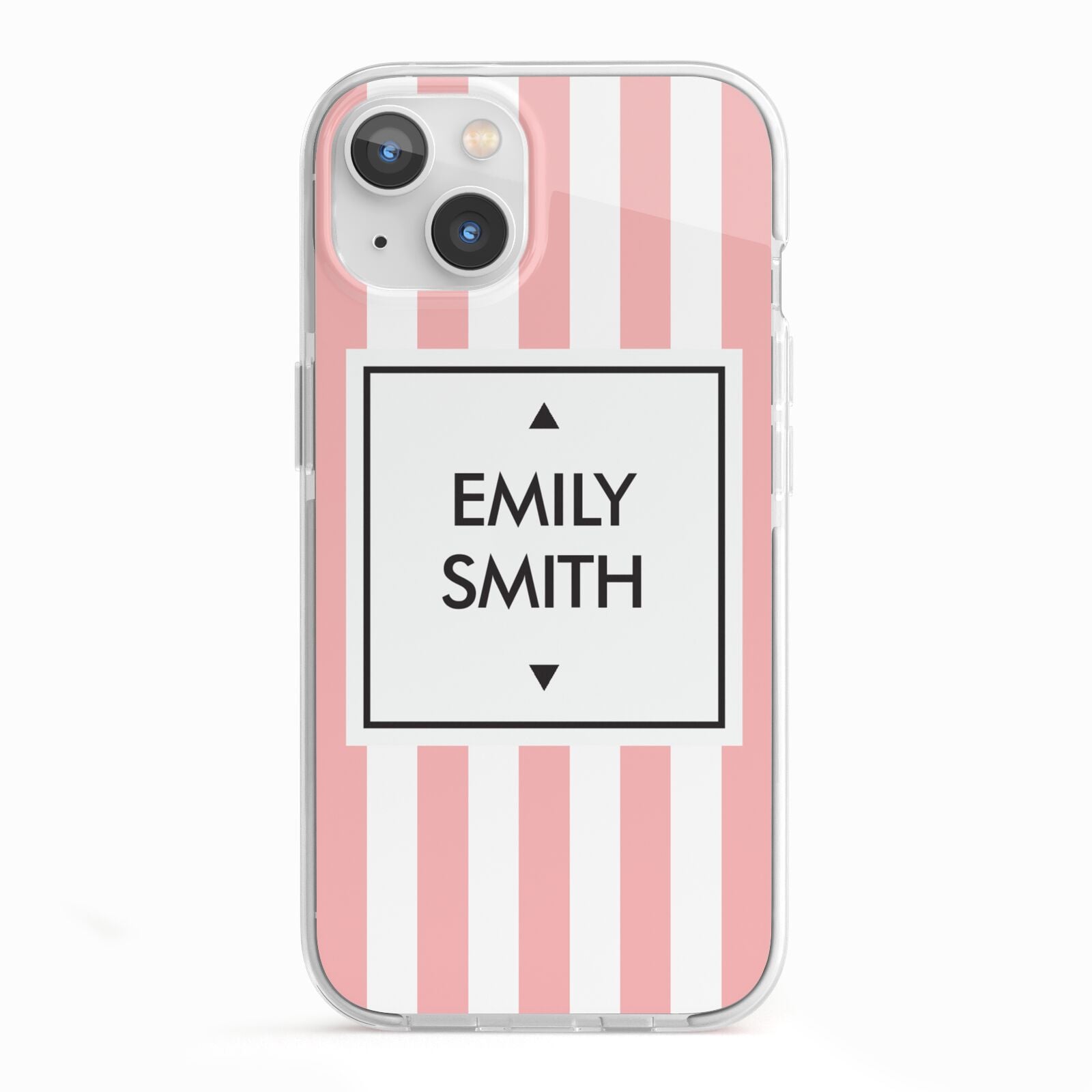 Personalised Candy Striped Name Initials iPhone 13 TPU Impact Case with White Edges